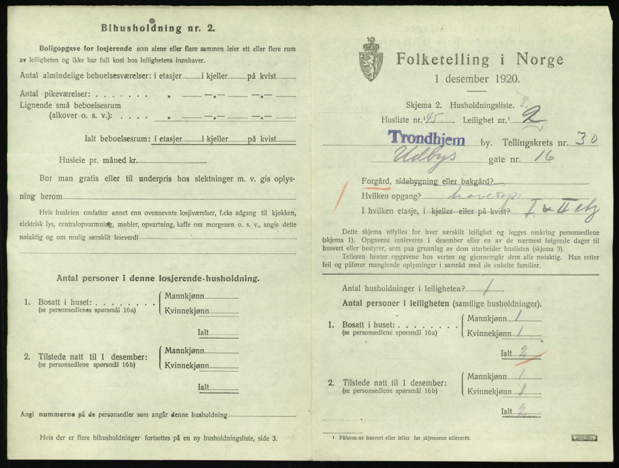 SAT, 1920 census for Trondheim, 1920, p. 17408