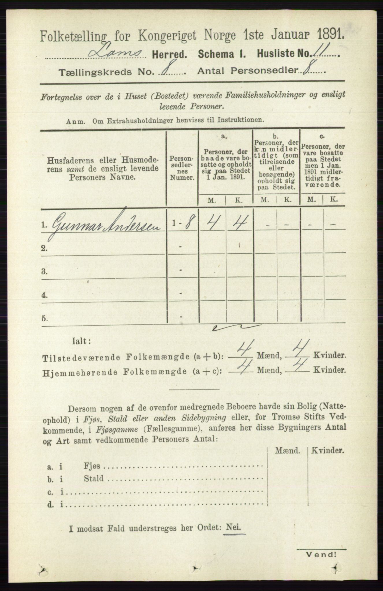 RA, 1891 census for 0514 Lom, 1891, p. 3053