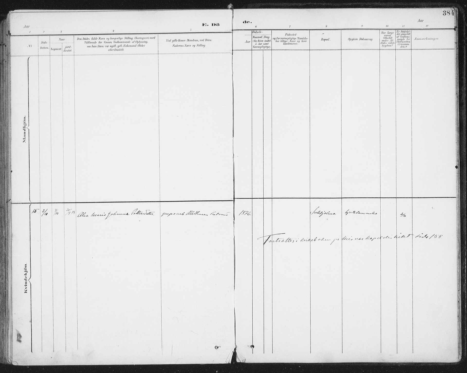 Ministerialprotokoller, klokkerbøker og fødselsregistre - Nordland, AV/SAT-A-1459/852/L0741: Parish register (official) no. 852A11, 1894-1917, p. 384