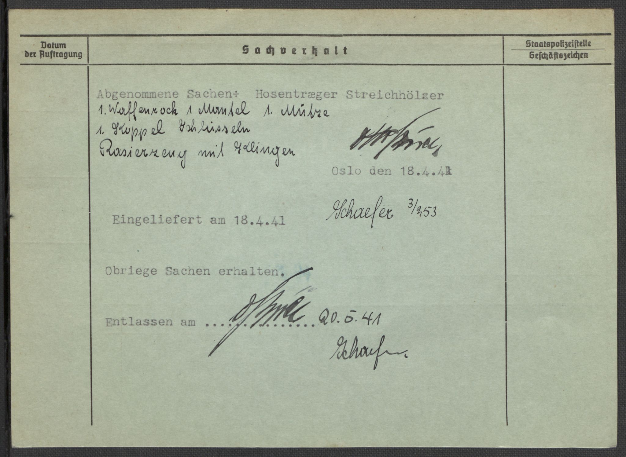 Befehlshaber der Sicherheitspolizei und des SD, RA/RAFA-5969/E/Ea/Eaa/L0002: Register over norske fanger i Møllergata 19: Bj-Eng, 1940-1945, p. 464