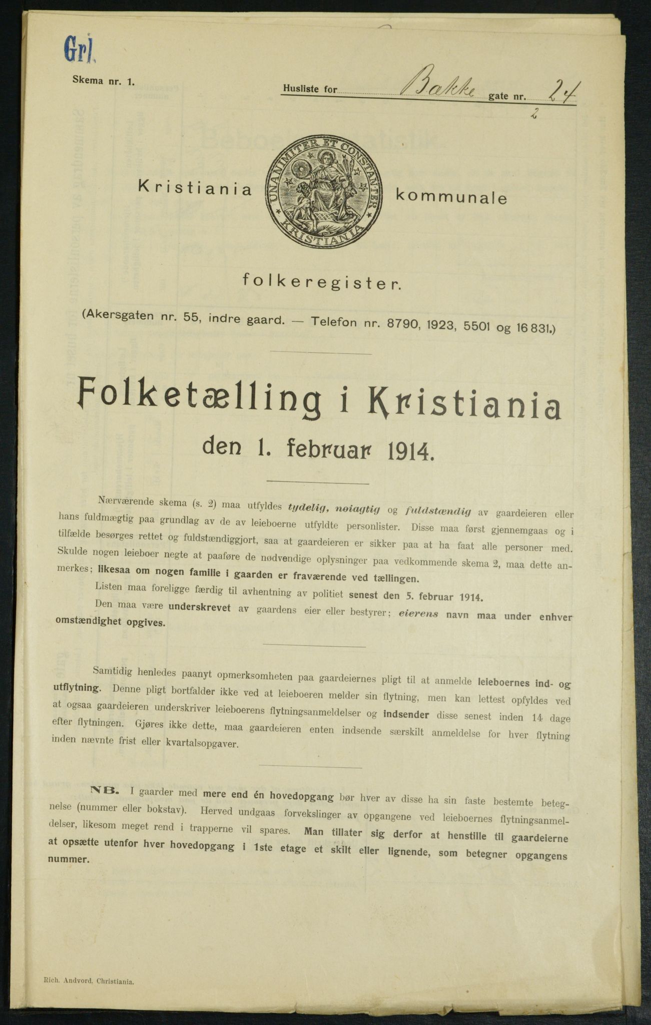 OBA, Municipal Census 1914 for Kristiania, 1914, p. 11261