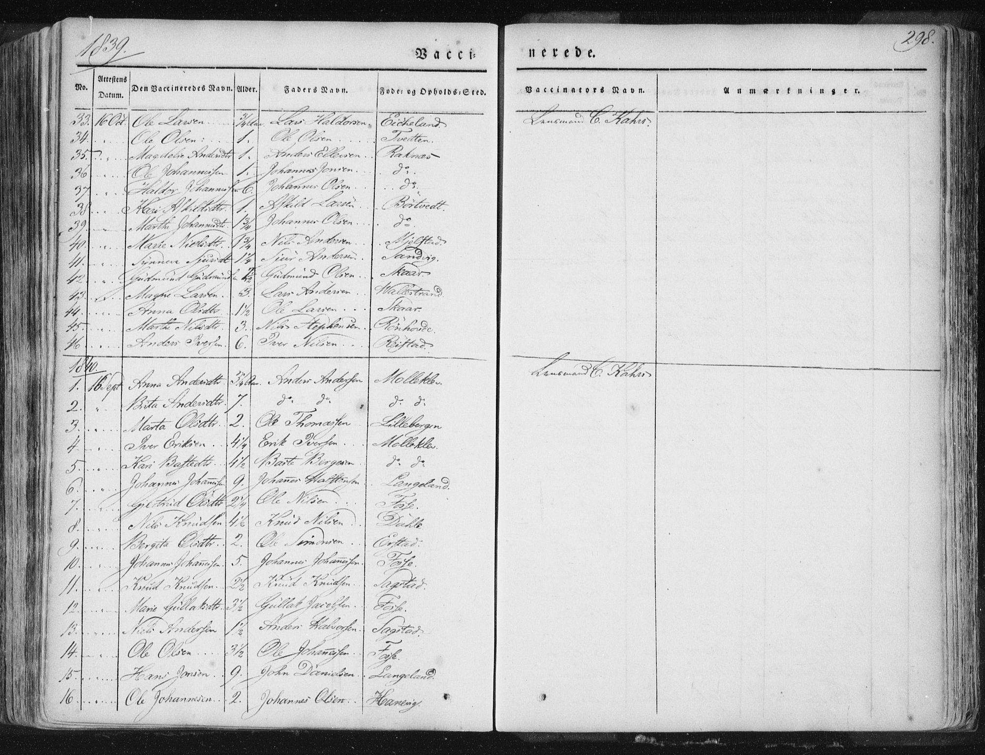 Hamre sokneprestembete, SAB/A-75501/H/Ha/Haa/Haaa/L0012: Parish register (official) no. A 12, 1834-1845, p. 298
