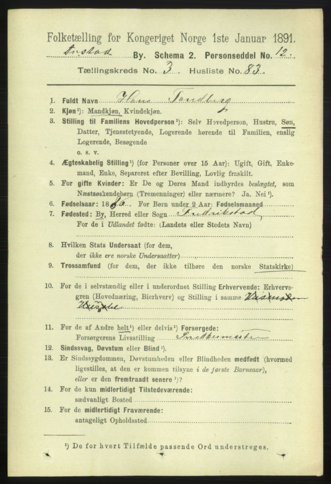 RA, 1891 census for 0103 Fredrikstad, 1891, p. 6175