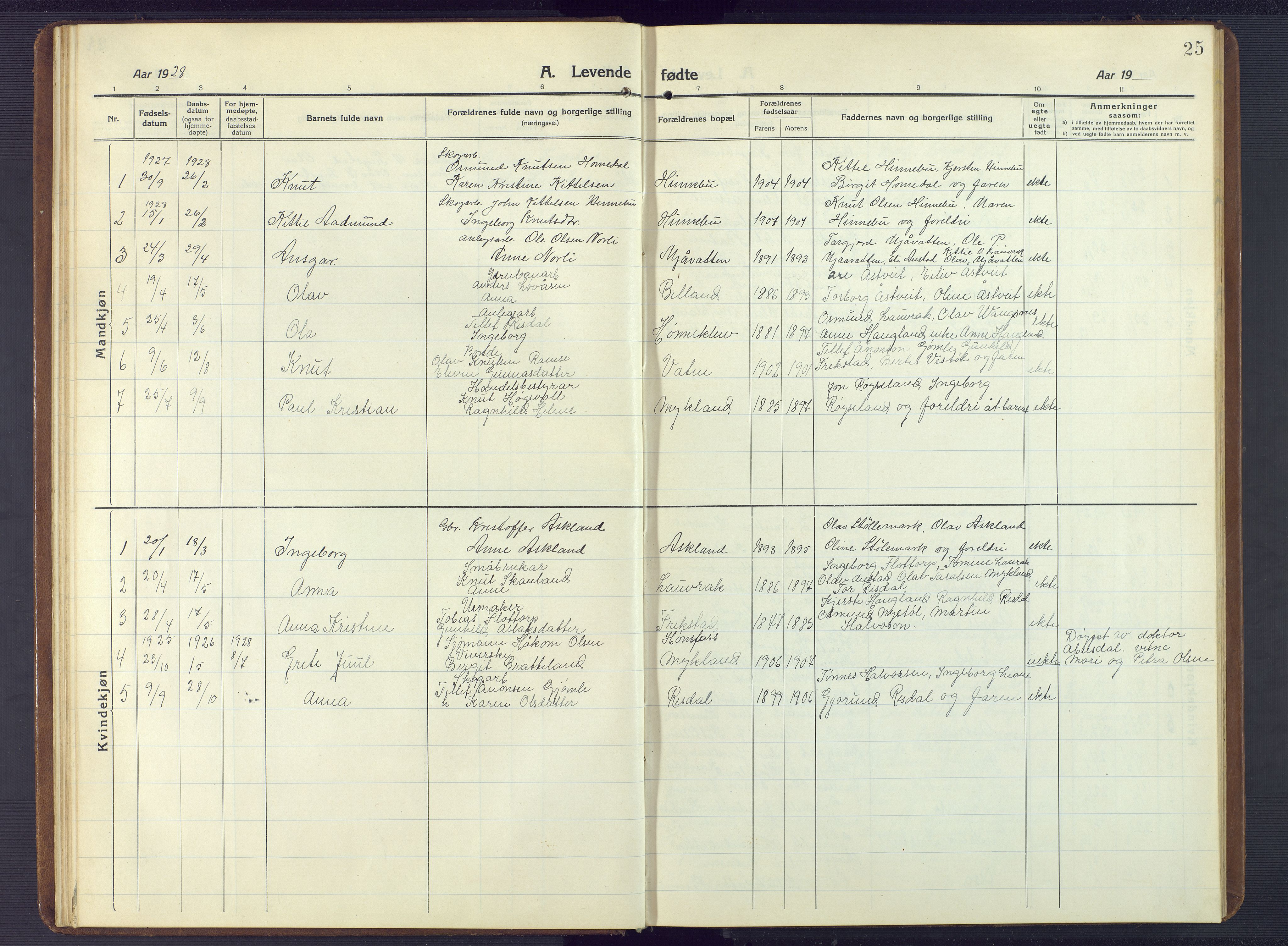 Herefoss sokneprestkontor, AV/SAK-1111-0019/F/Fb/Fbc/L0004: Parish register (copy) no. B 4, 1914-1946, p. 25