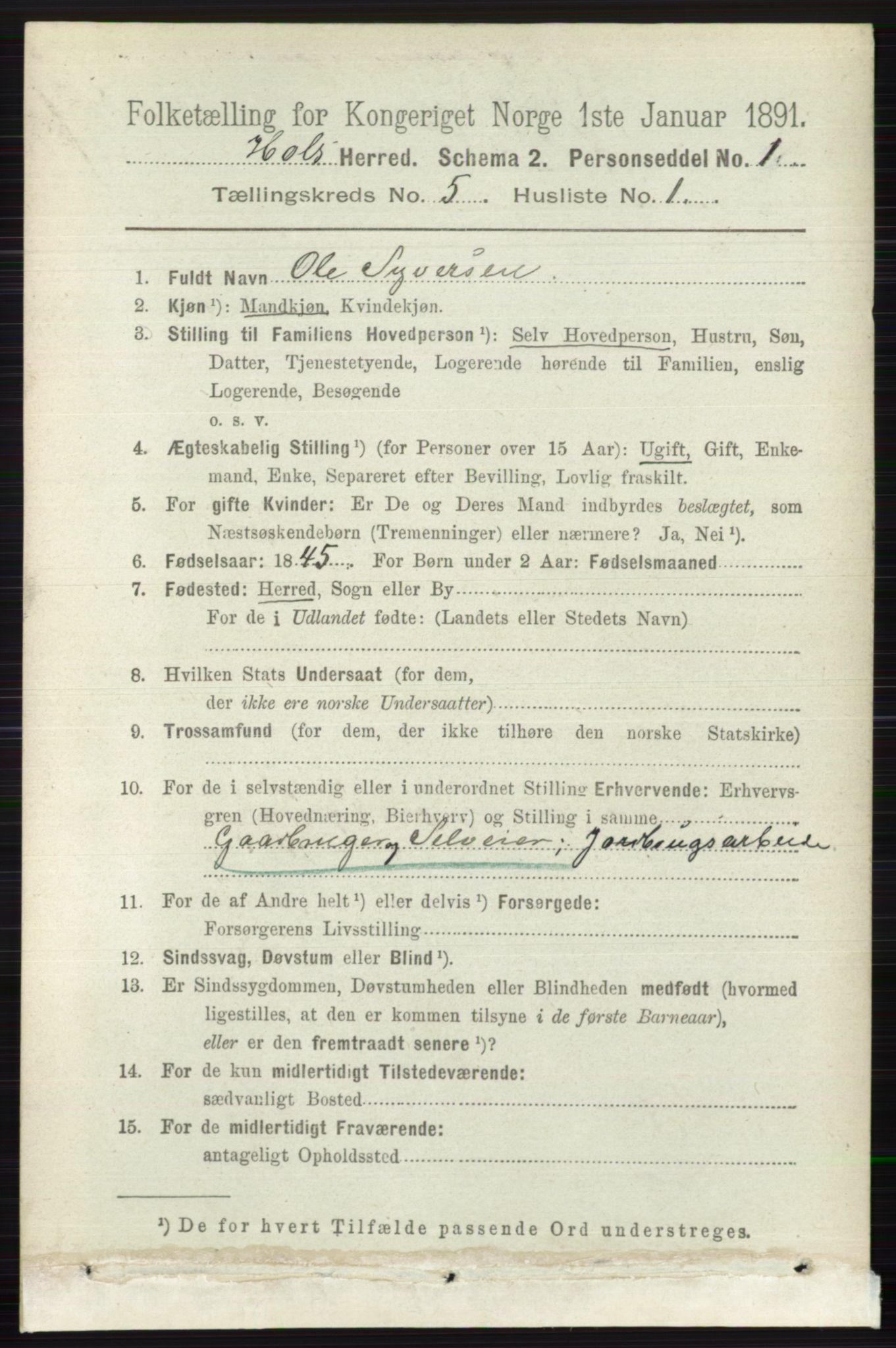 RA, 1891 census for 0620 Hol, 1891, p. 1465