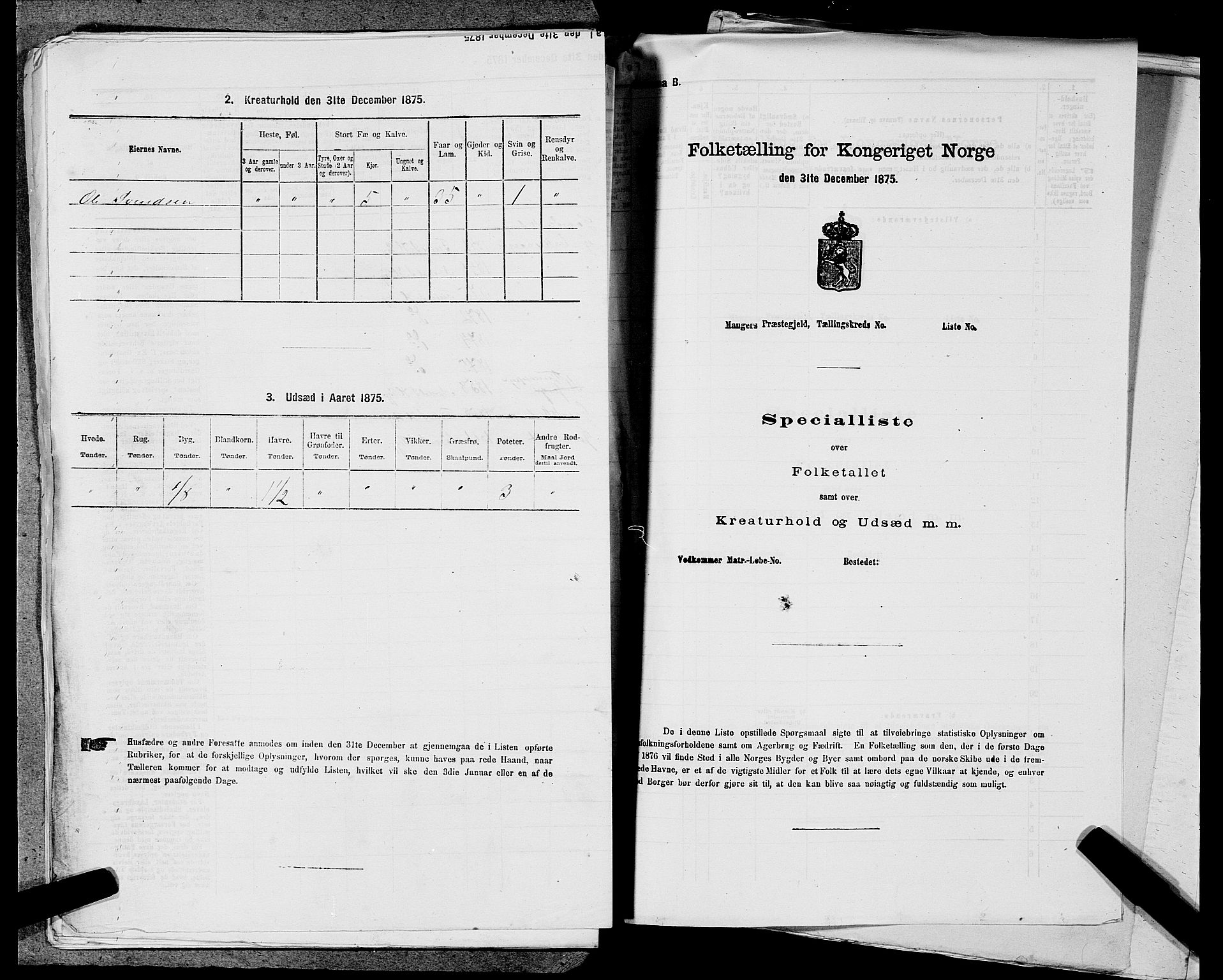 SAST, 1875 census for 1133P Hjelmeland, 1875, p. 1046