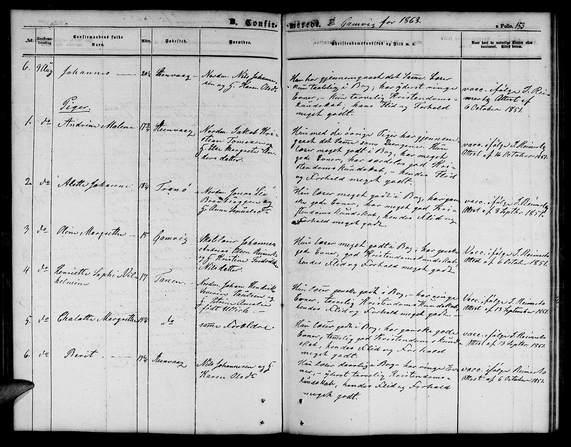 Tana sokneprestkontor, SATØ/S-1334/H/Hb/L0001klokker: Parish register (copy) no. 1 /2, 1862-1867, p. 153