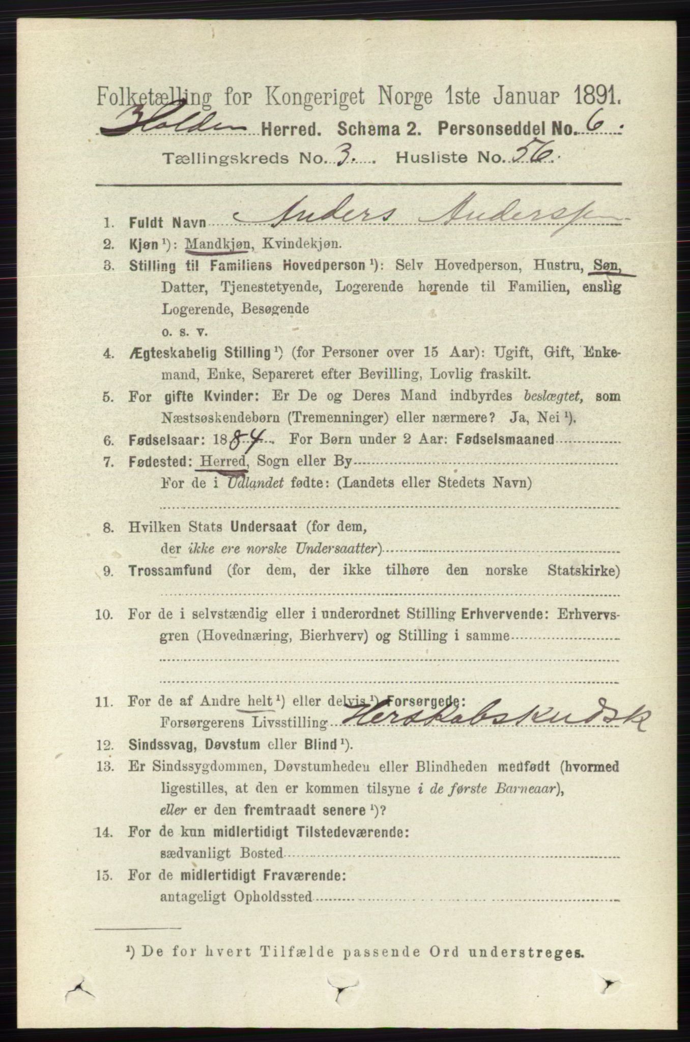 RA, 1891 census for 0819 Holla, 1891, p. 2024