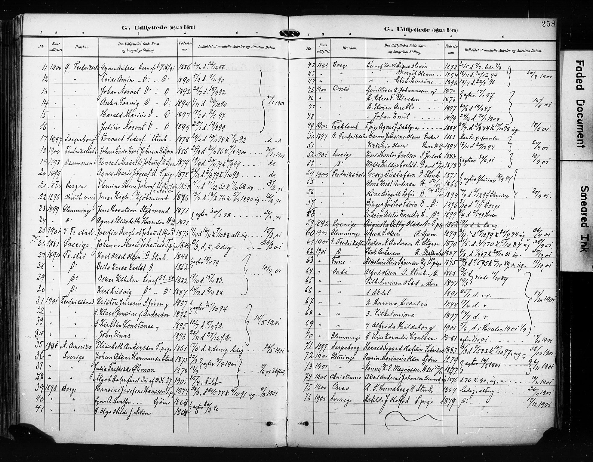 Hvaler prestekontor Kirkebøker, AV/SAO-A-2001/F/Fa/L0009: Parish register (official) no. I 9, 1895-1906, p. 258