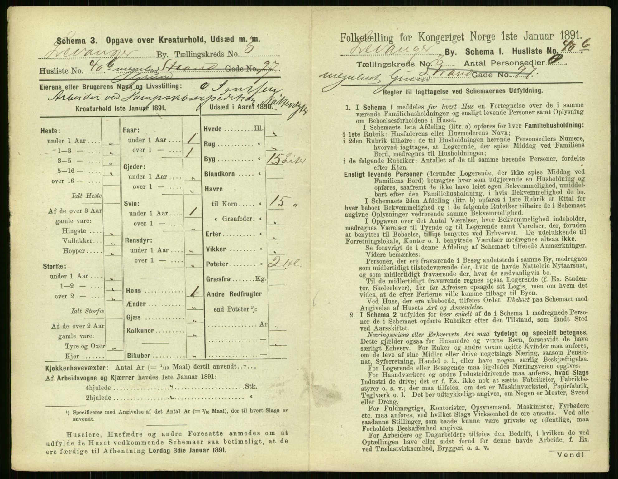 RA, 1891 census for 1701 Levanger, 1891, p. 945