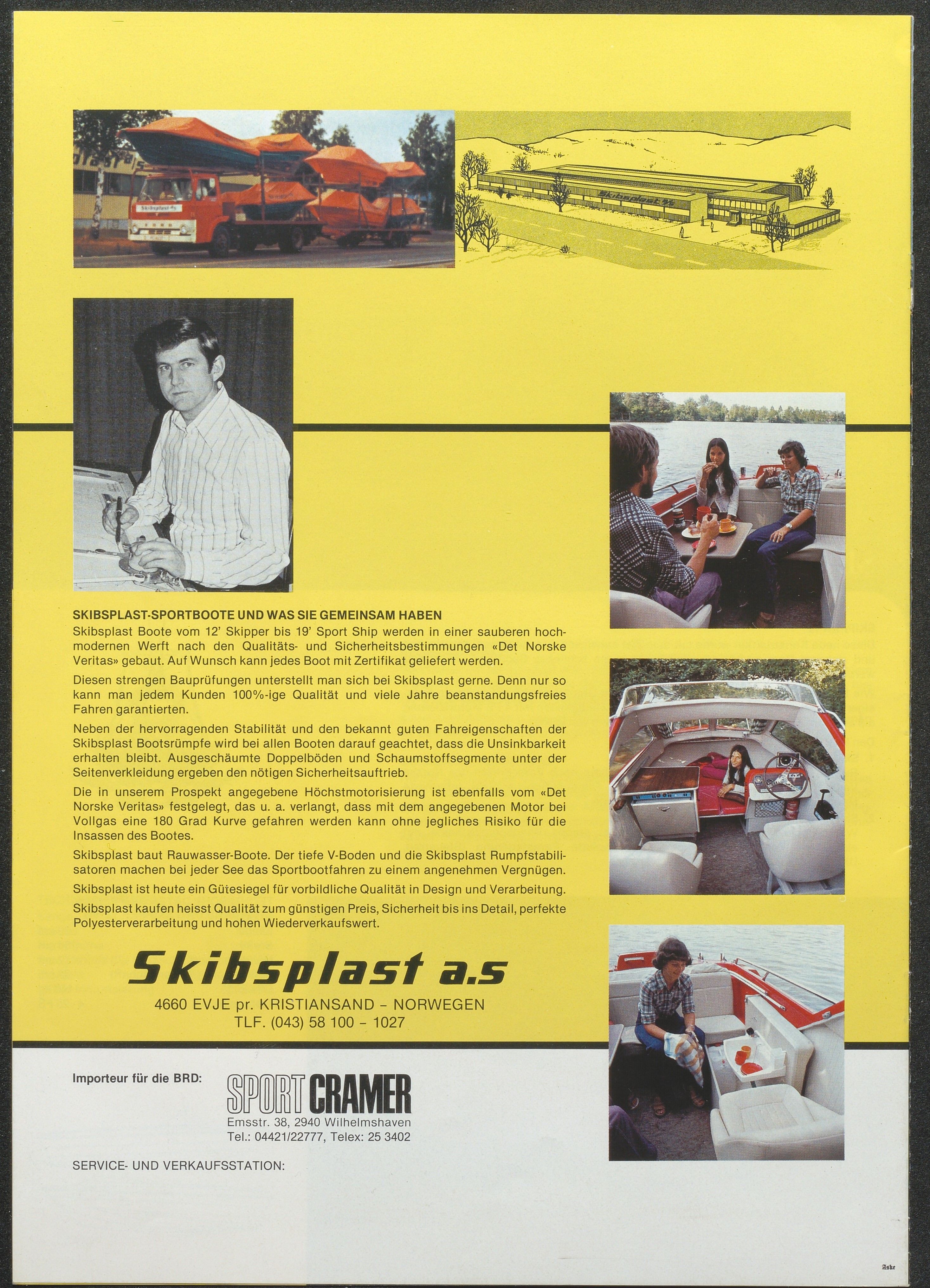 Skibsplast, AAKS/PA-2968/01/X/X01/L0001/0013: Brosjyrer / 19' Sport-ship (1973-1984). 19' Family-ship (1976-1984). Seamaster 550 (1976-1983). Sport-Master 15 Hardtop (1970-1986). Sport-Master 15 VS (1971-1987). Sportsmann 14 (1971-1989). Skipper 12 (1974-1979), 1970-1989