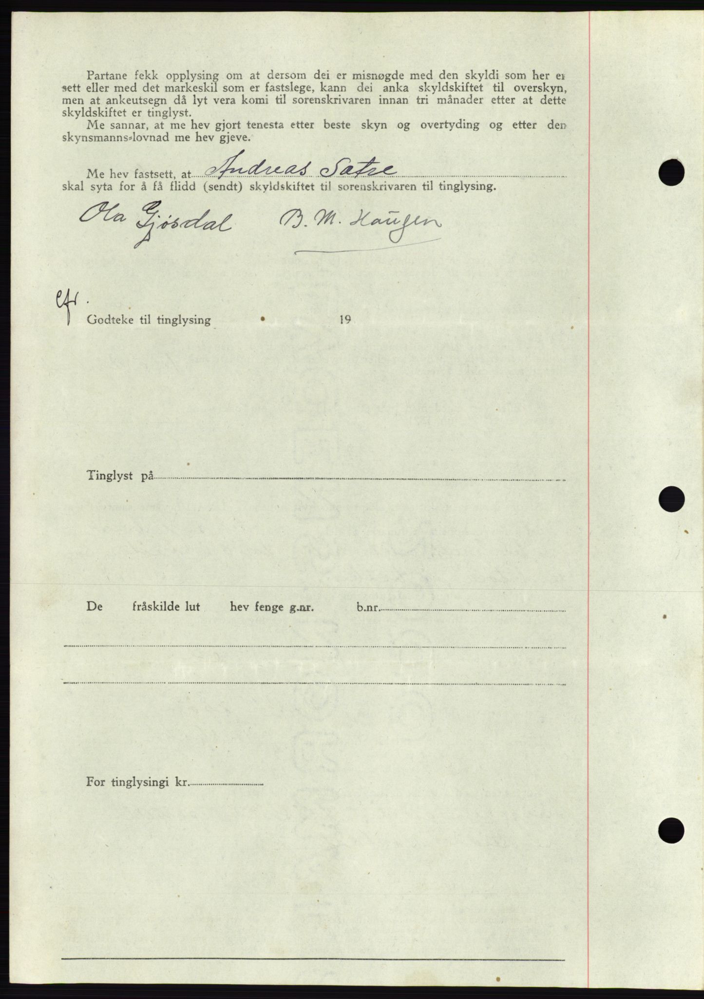 Søre Sunnmøre sorenskriveri, AV/SAT-A-4122/1/2/2C/L0078: Mortgage book no. 4A, 1946-1946, Diary no: : 112/1946