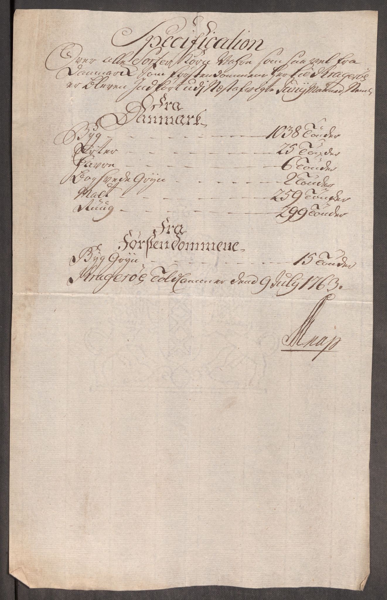 Rentekammeret inntil 1814, Realistisk ordnet avdeling, AV/RA-EA-4070/Oe/L0007: [Ø1]: Priskuranter, 1761-1763, p. 708