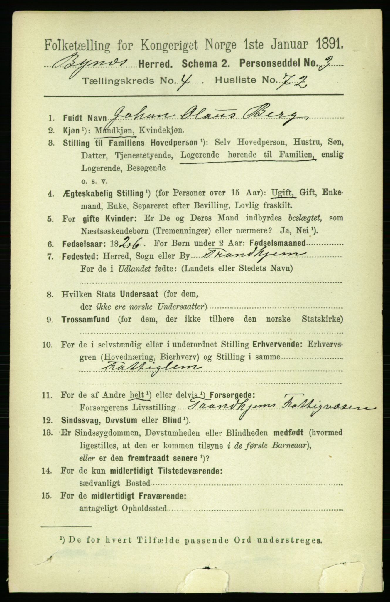 RA, 1891 census for 1655 Byneset, 1891, p. 1960