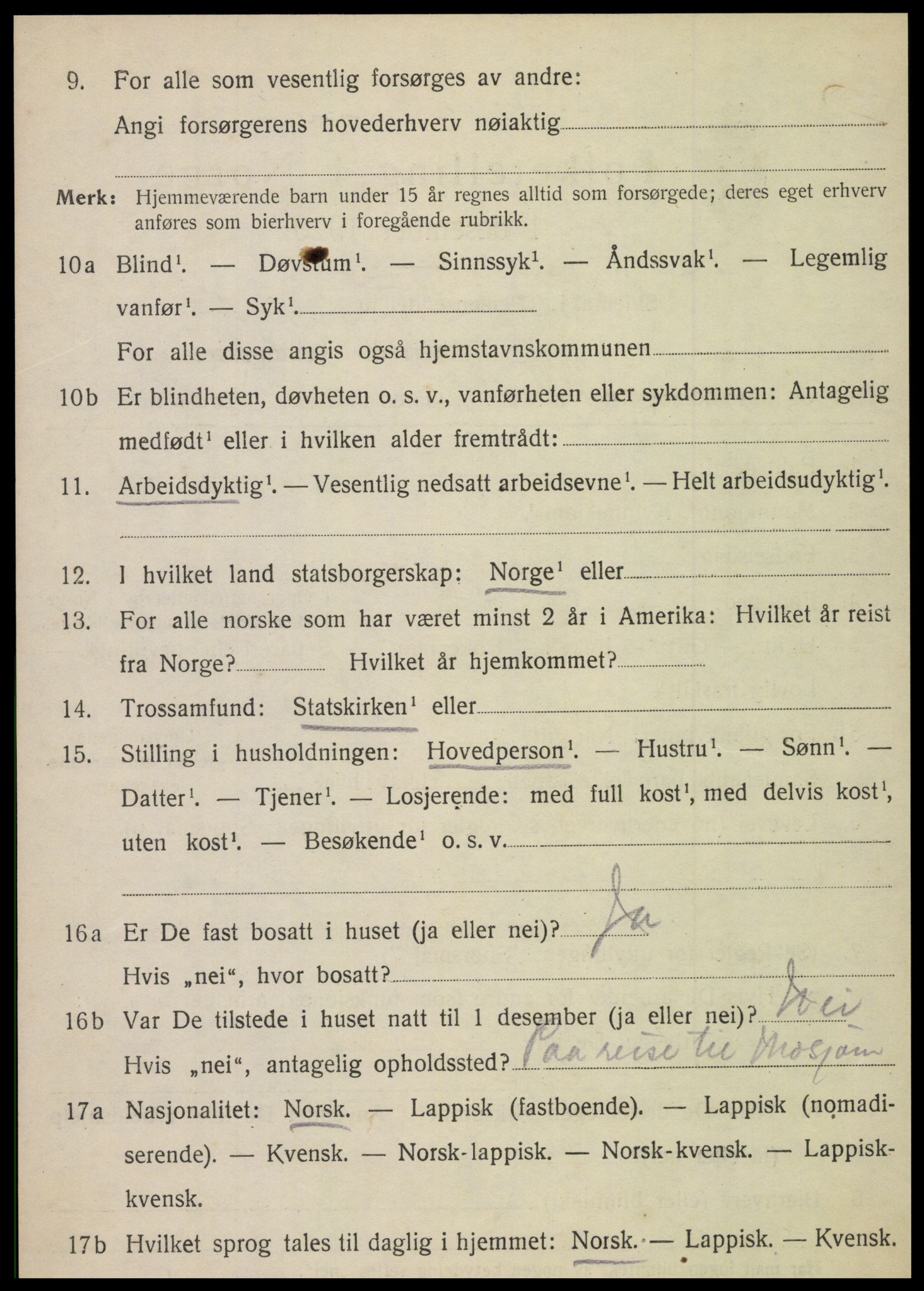 SAT, 1920 census for Stamnes, 1920, p. 1393