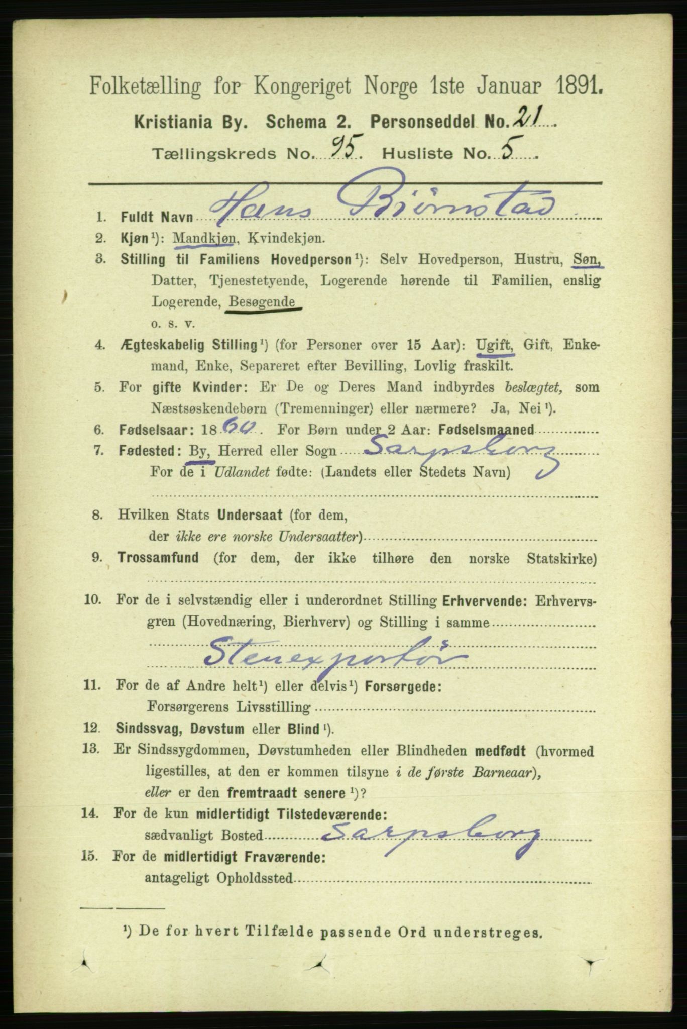 RA, 1891 census for 0301 Kristiania, 1891, p. 46350