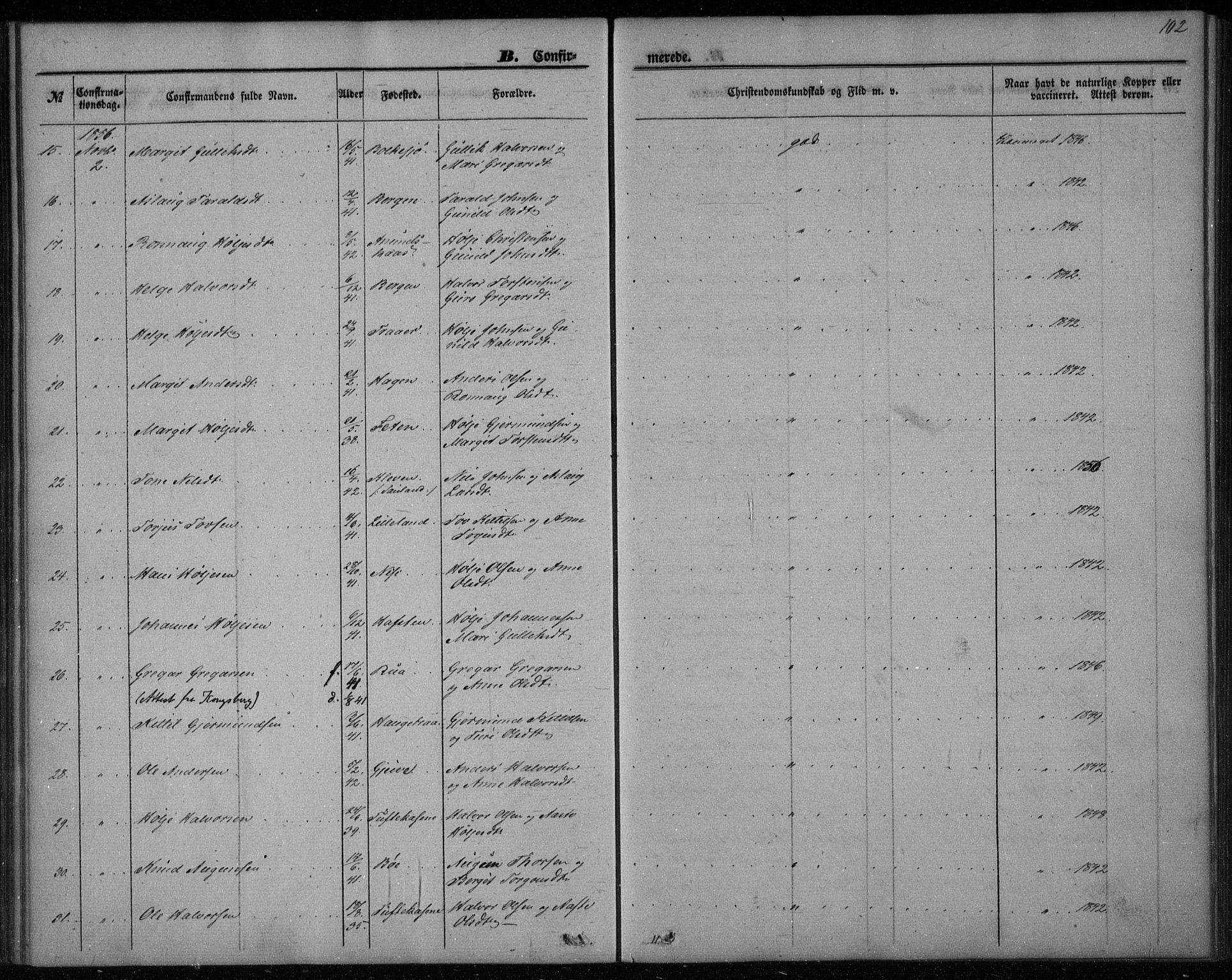 Gransherad kirkebøker, SAKO/A-267/F/Fa/L0002: Parish register (official) no. I 2, 1844-1859, p. 102