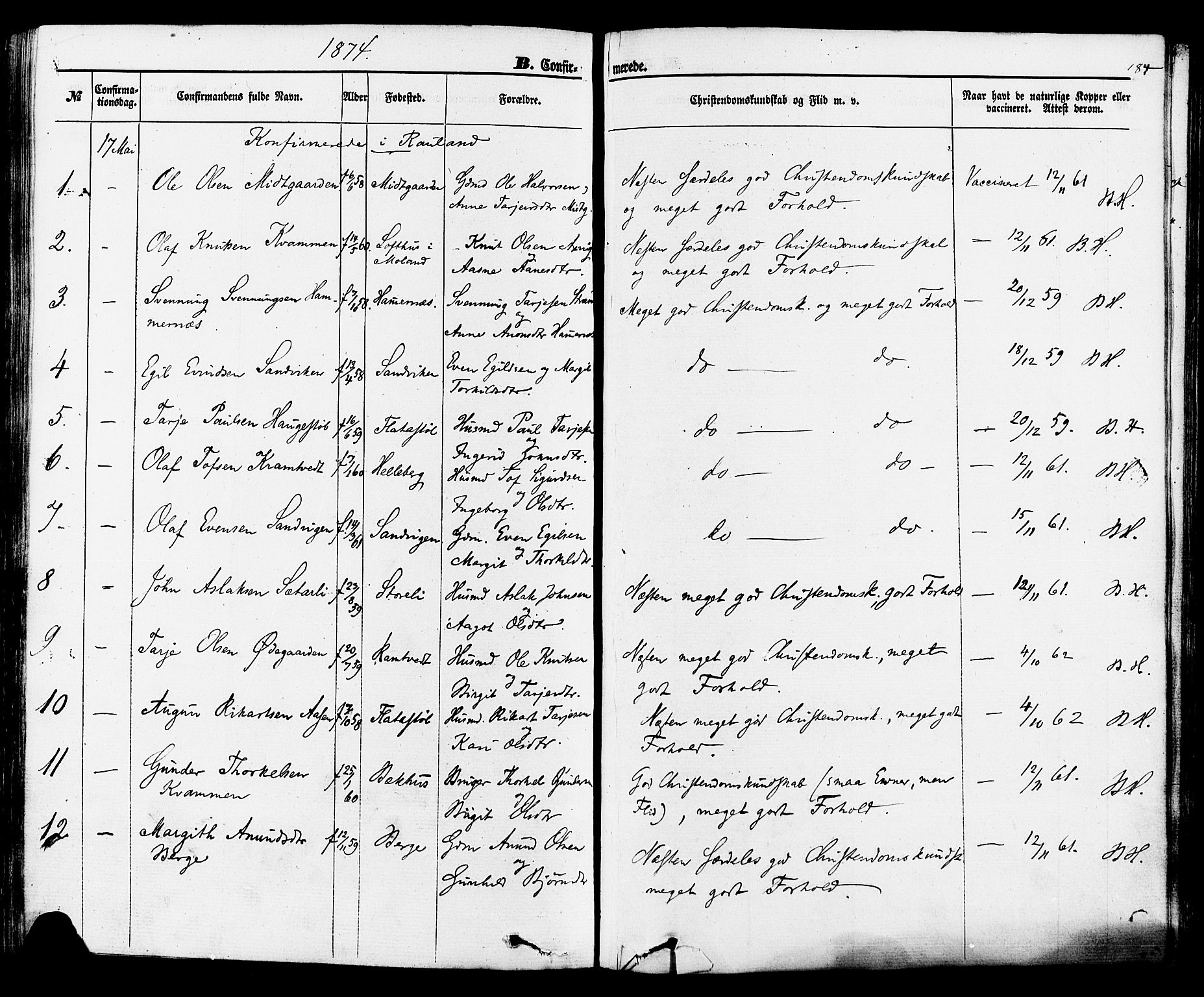 Rauland kirkebøker, SAKO/A-292/F/Fa/L0003: Parish register (official) no. 3, 1859-1886, p. 184