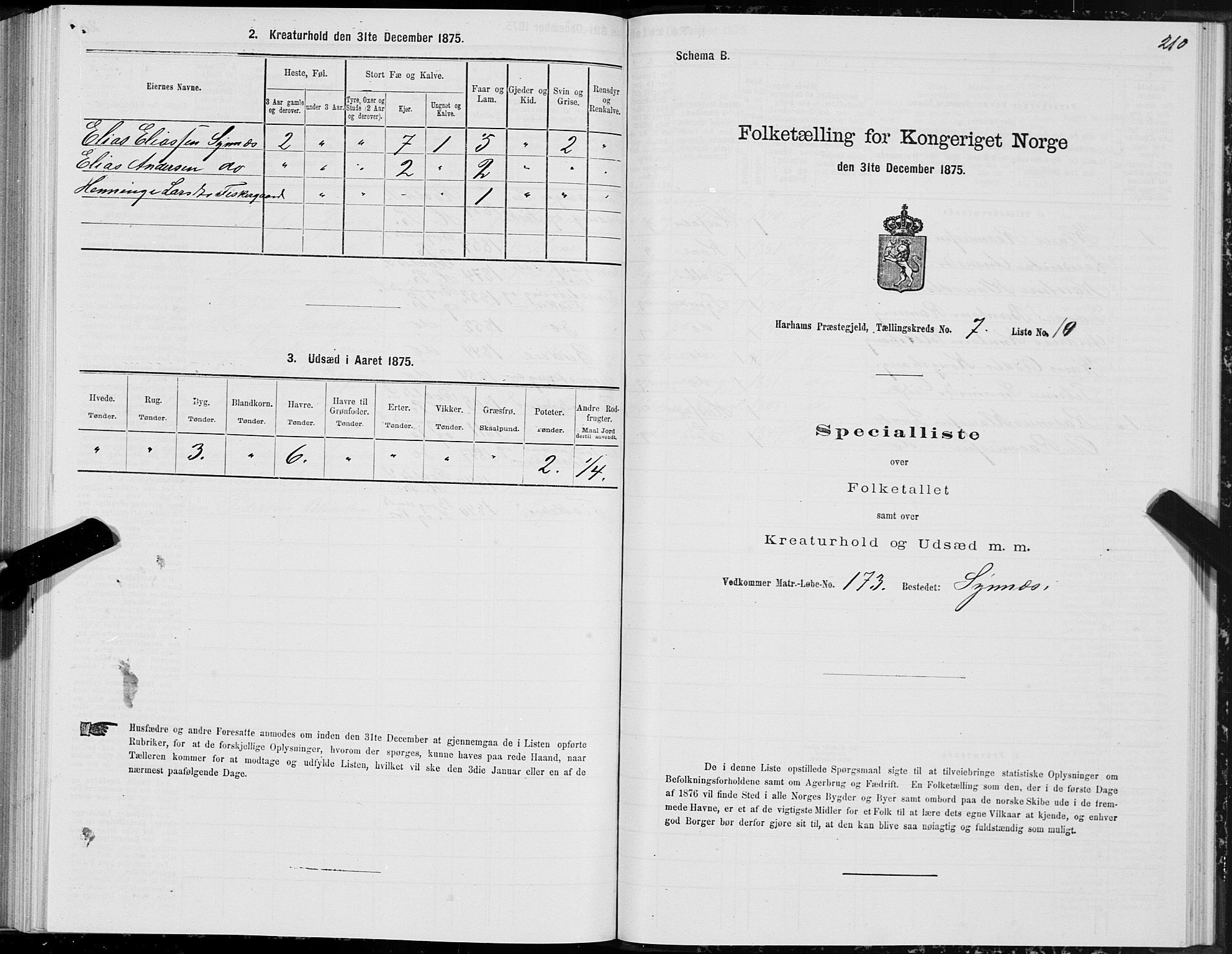 SAT, 1875 census for 1534P Haram, 1875, p. 3210