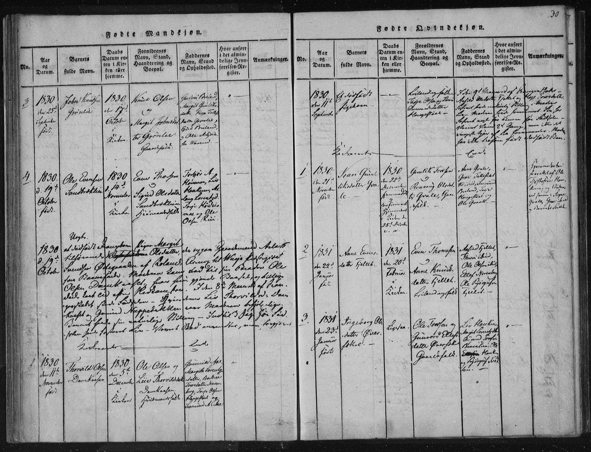 Lårdal kirkebøker, SAKO/A-284/F/Fc/L0001: Parish register (official) no. III 1, 1815-1860, p. 30