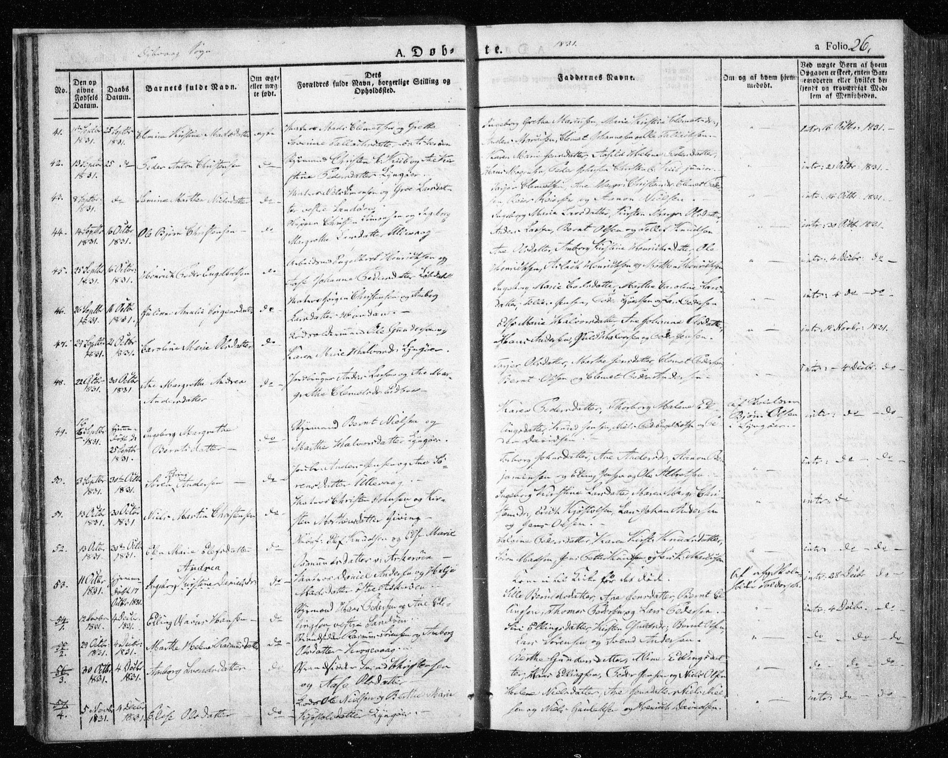 Dypvåg sokneprestkontor, SAK/1111-0007/F/Fa/Faa/L0004: Parish register (official) no. A 4, 1824-1840, p. 26
