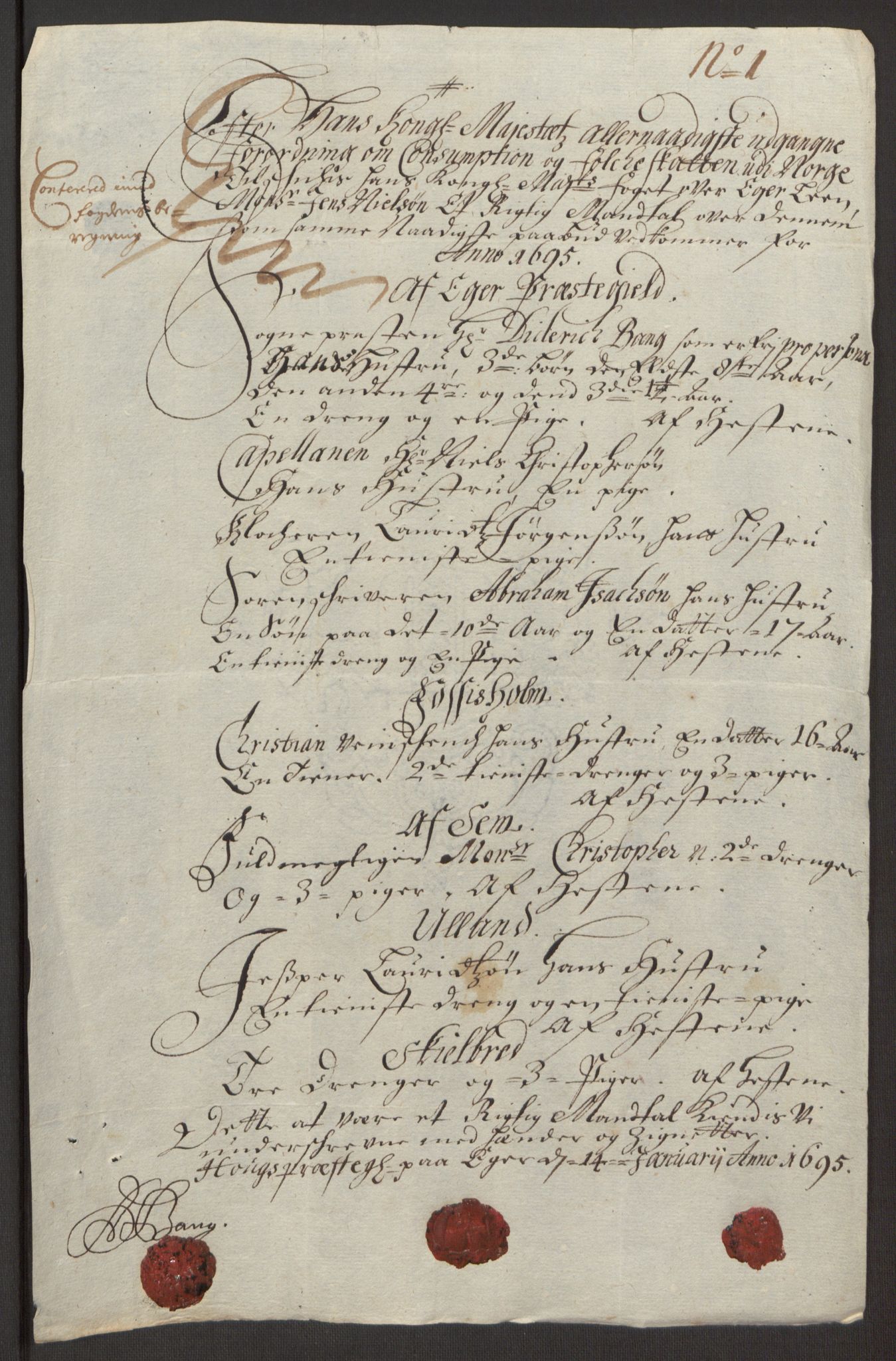 Rentekammeret inntil 1814, Reviderte regnskaper, Fogderegnskap, AV/RA-EA-4092/R30/L1694: Fogderegnskap Hurum, Røyken, Eiker og Lier, 1694-1696, p. 289