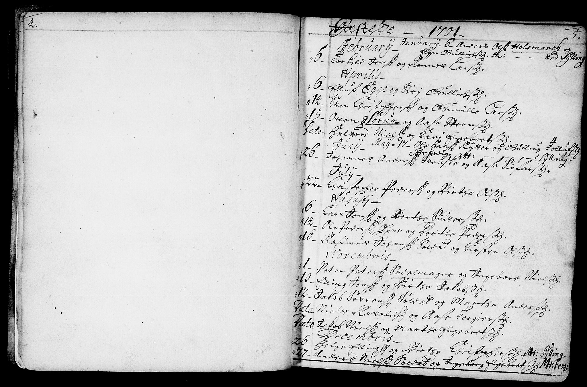 Lier kirkebøker, SAKO/A-230/F/Fa/L0002: Parish register (official) no. I 2, 1701-1726, p. 4-5