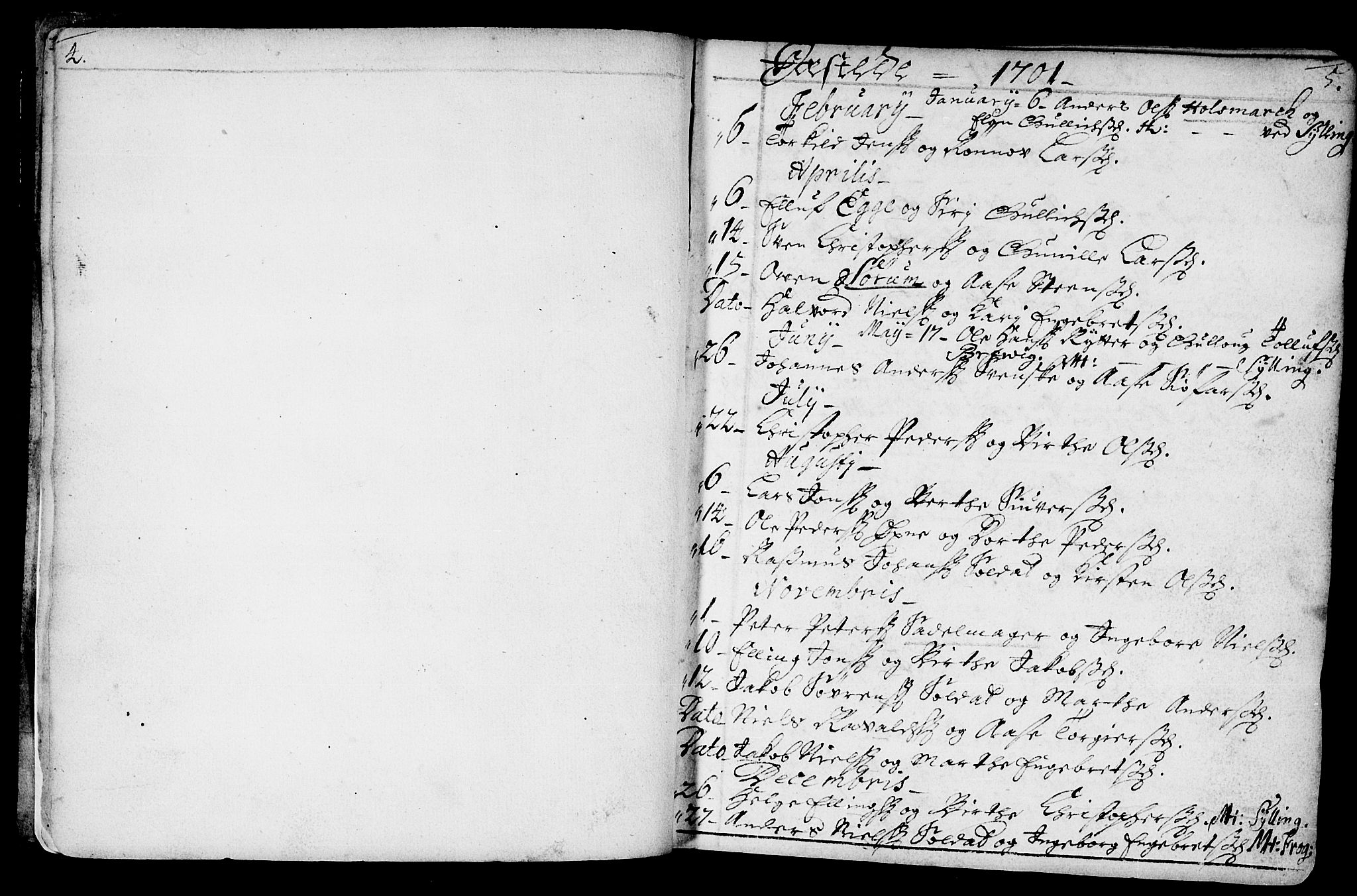 Lier kirkebøker, AV/SAKO-A-230/F/Fa/L0002: Parish register (official) no. I 2, 1701-1726, p. 4-5