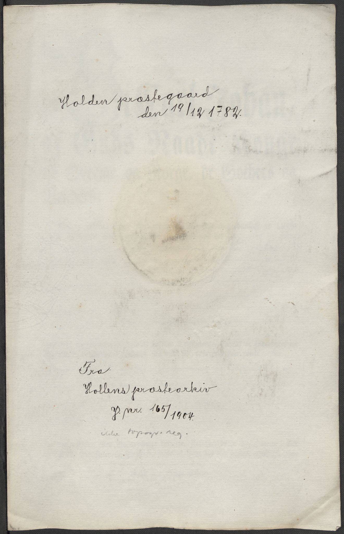 Riksarkivets diplomsamling, RA/EA-5965/F15/L0026: Prestearkiv - Telemark, 1575-1838, p. 166