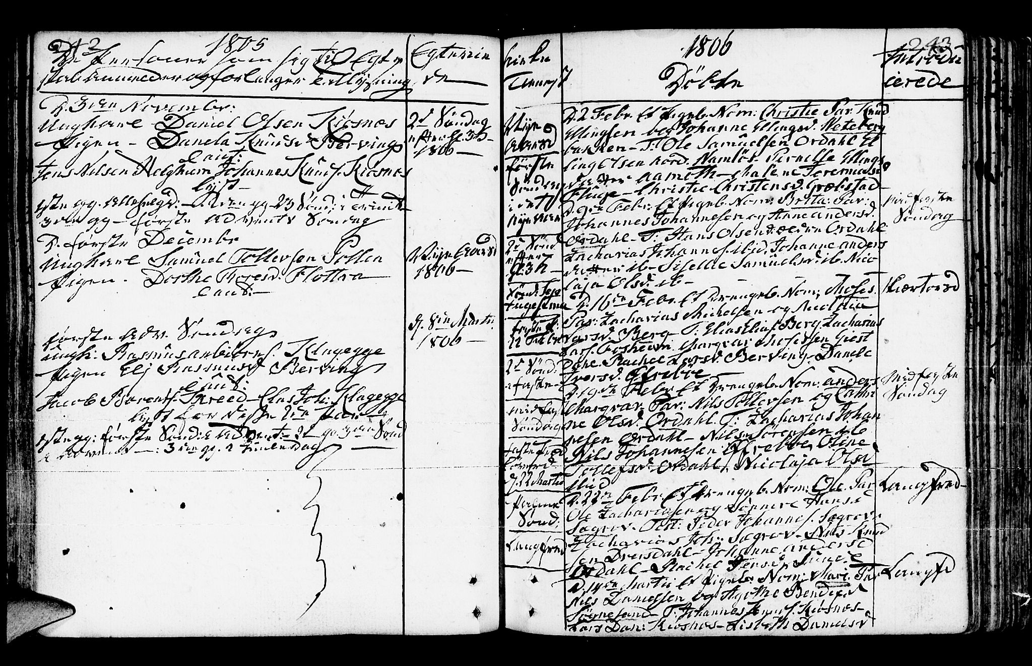 Jølster sokneprestembete, AV/SAB-A-80701/H/Haa/Haaa/L0006: Parish register (official) no. A 6, 1790-1821, p. 242-243