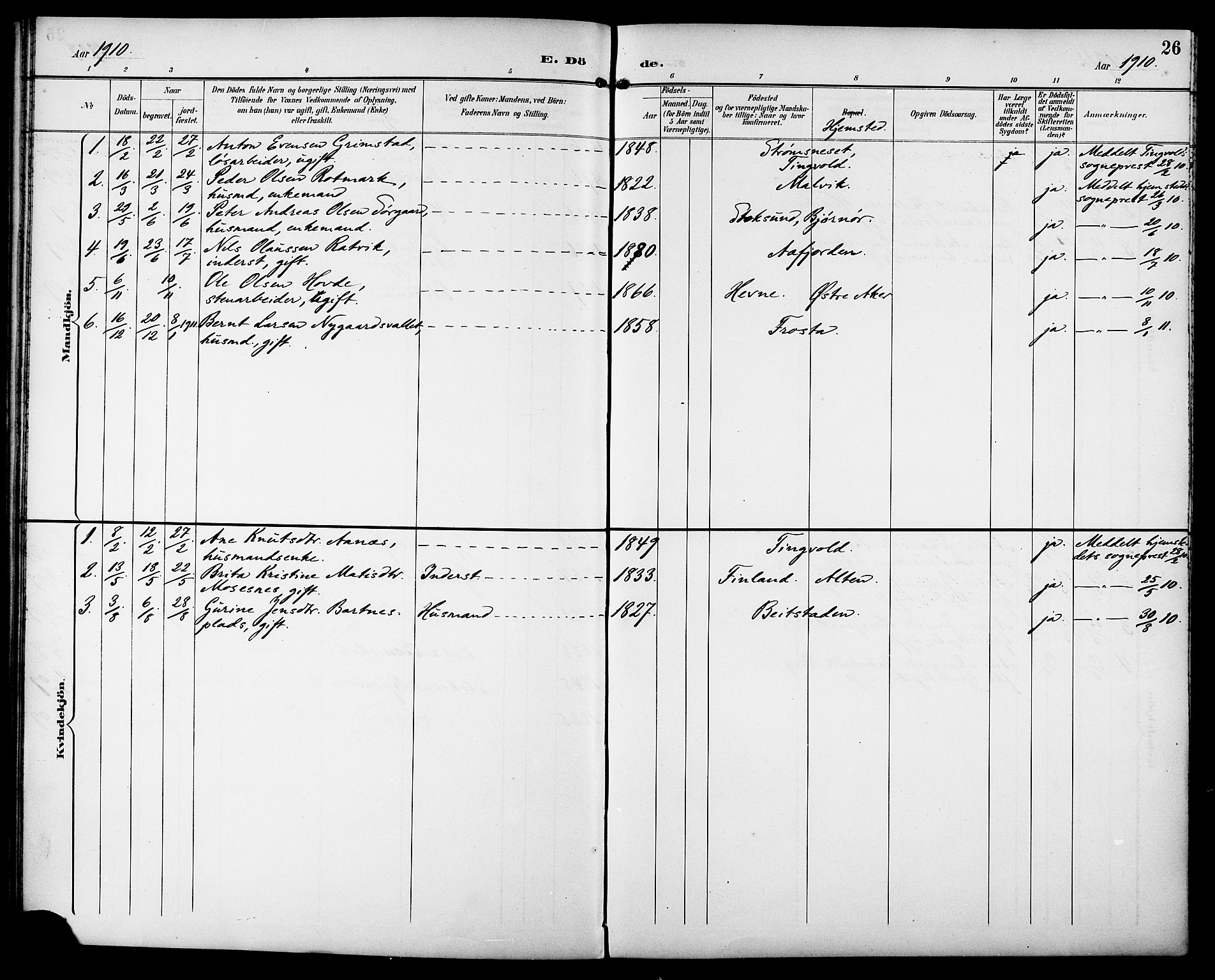 Ministerialprotokoller, klokkerbøker og fødselsregistre - Sør-Trøndelag, SAT/A-1456/629/L0486: Parish register (official) no. 629A02, 1894-1919, p. 26