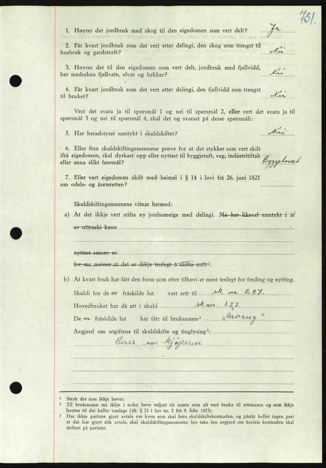 Orkdal sorenskriveri, SAT/A-4169/1/2/2C: Mortgage book no. A, 1947-1947, Diary no: : 1505/1947