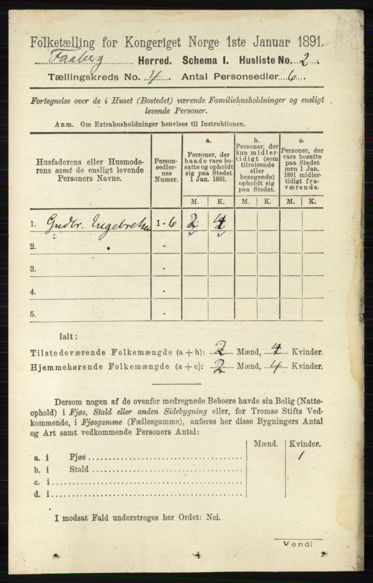 RA, 1891 census for 0524 Fåberg, 1891, p. 1167