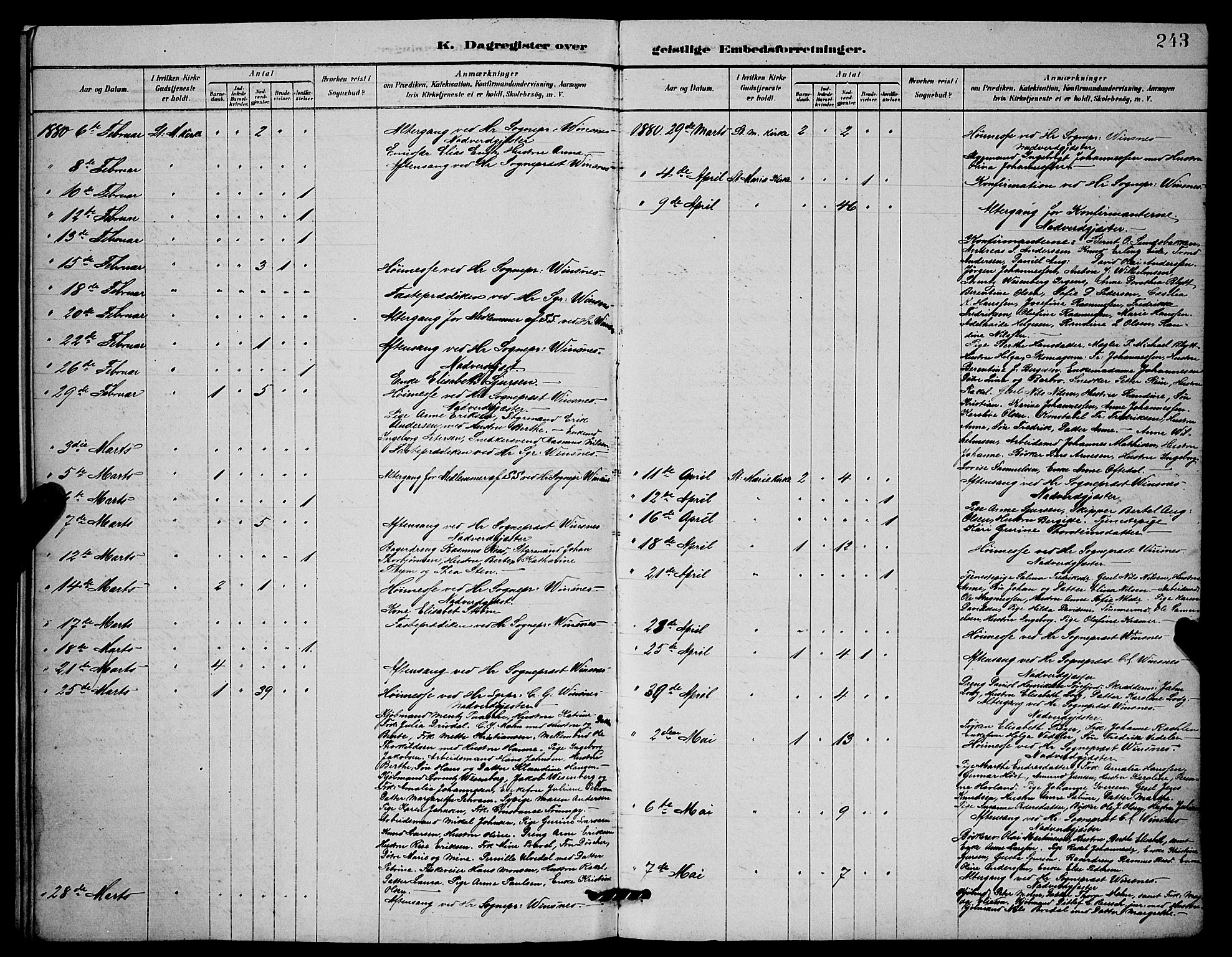 Mariakirken Sokneprestembete, AV/SAB-A-76901/H/Hab/L0004: Parish register (copy) no. A 4, 1878-1892, p. 243