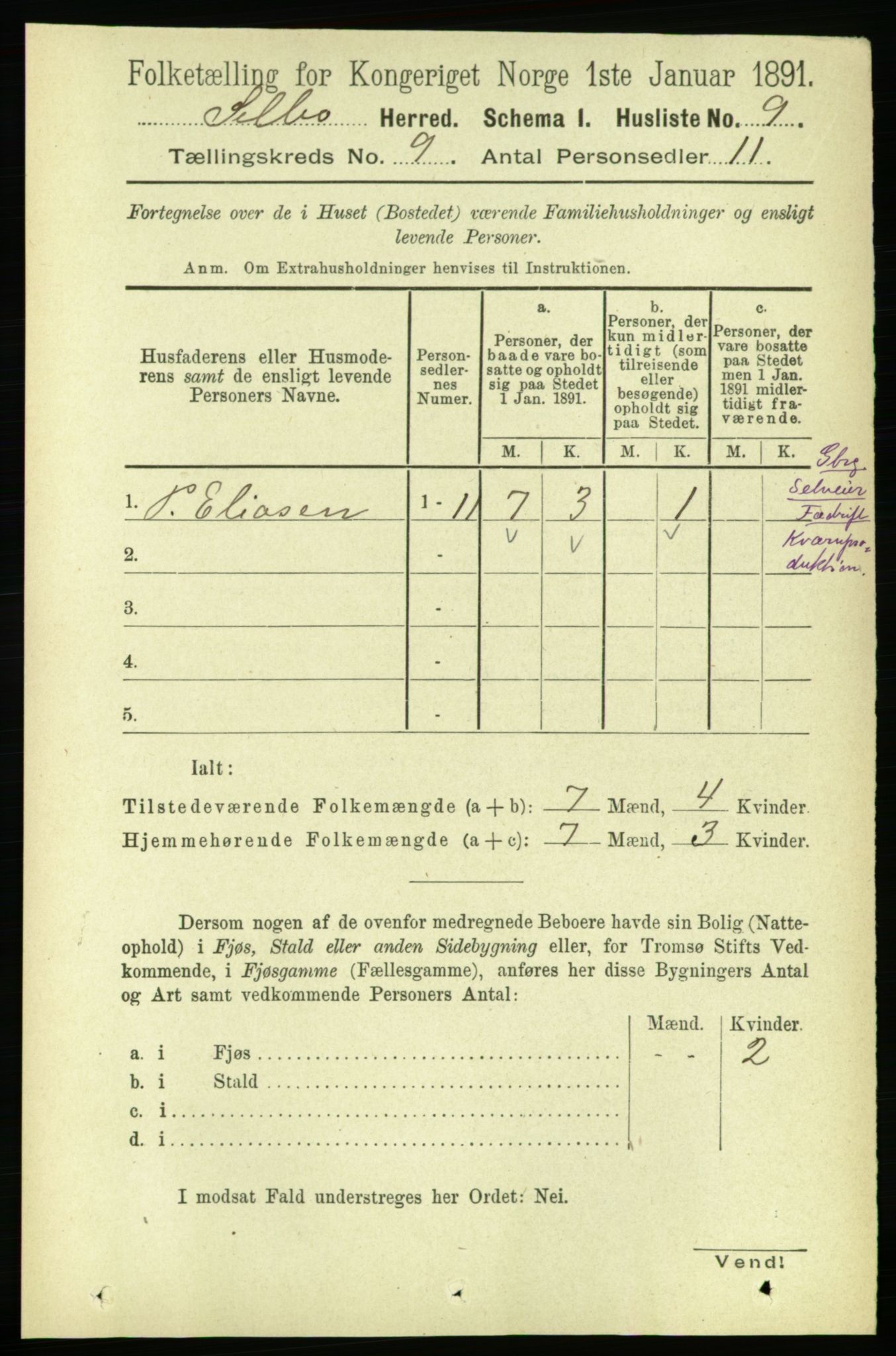 RA, 1891 census for 1664 Selbu, 1891, p. 3316