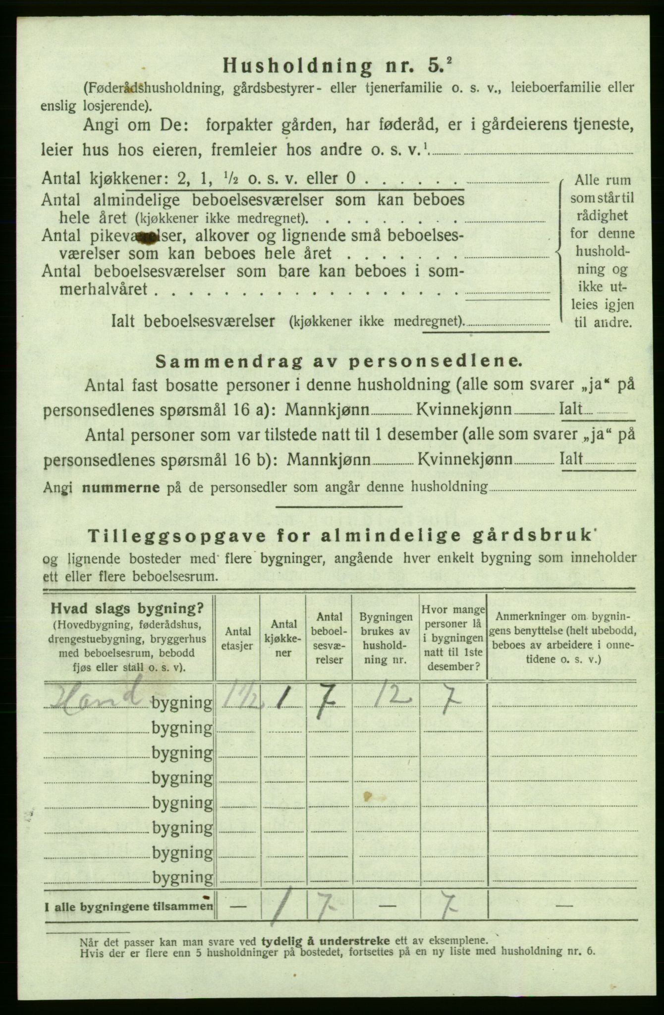 SAB, 1920 census for Strandebarm, 1920, p. 1027