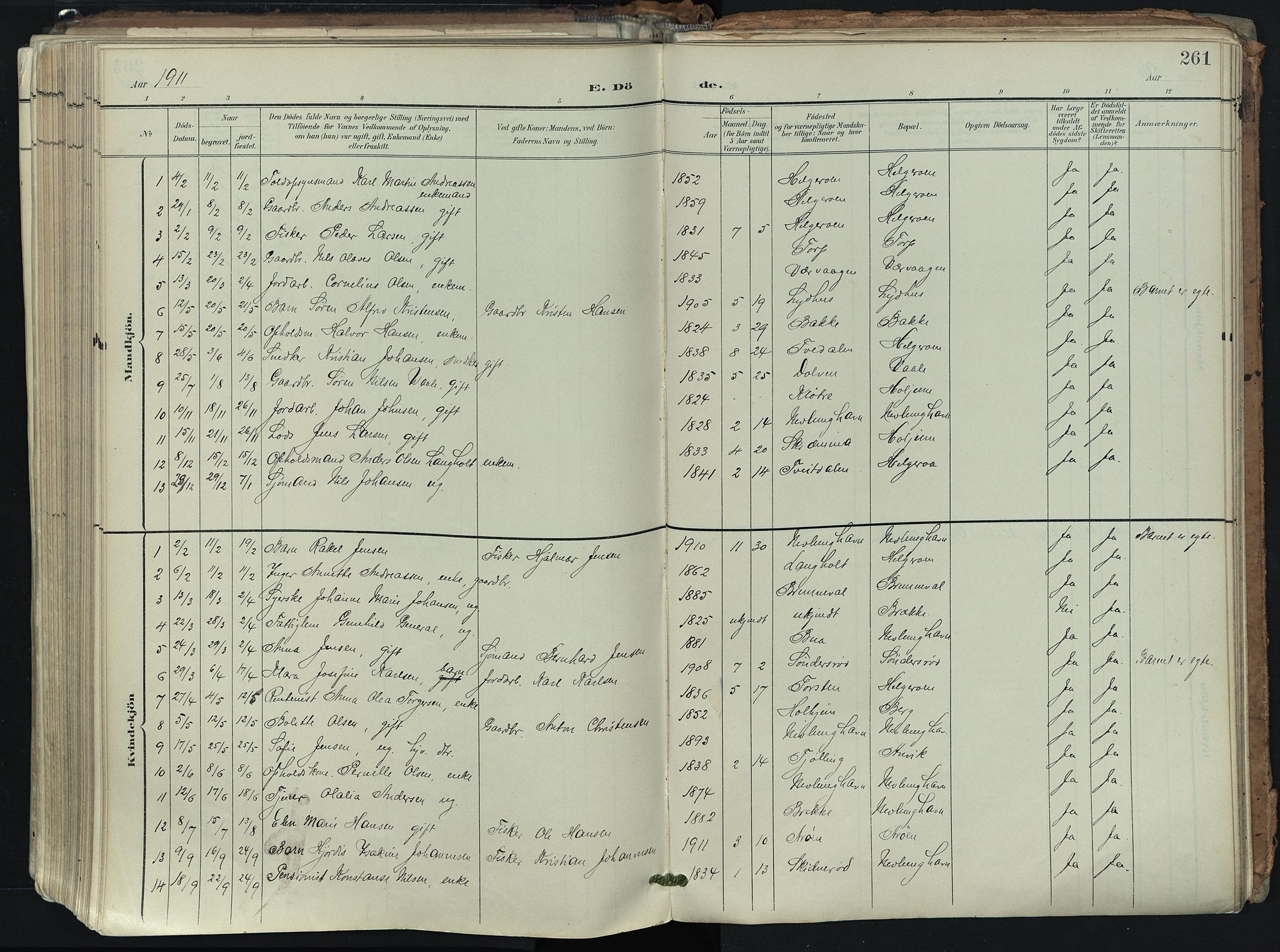 Brunlanes kirkebøker, SAKO/A-342/F/Fb/L0003: Parish register (official) no. II 3, 1900-1922, p. 261