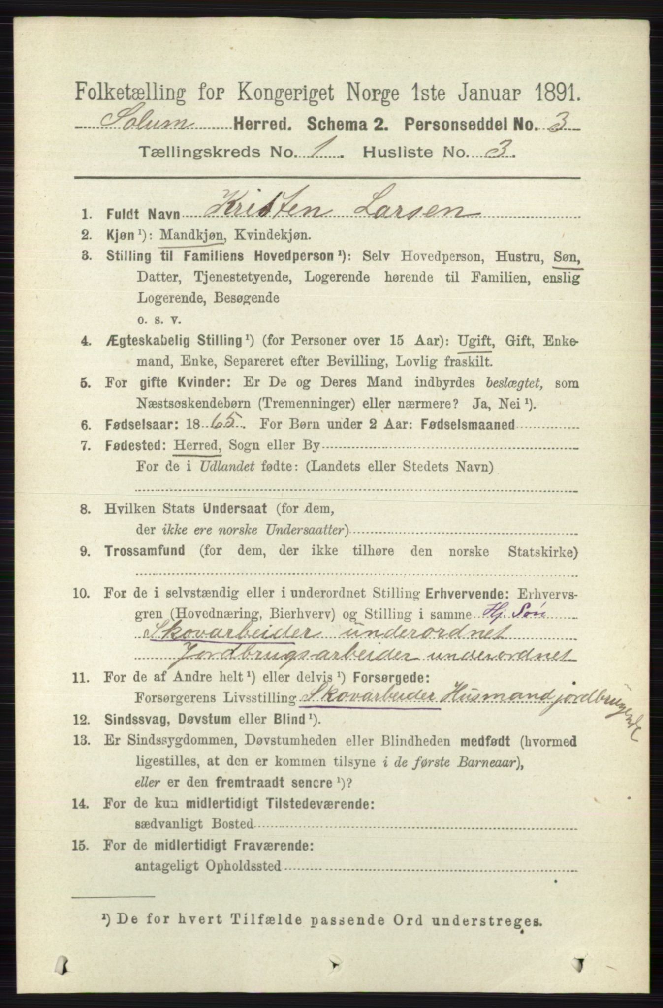 RA, 1891 census for 0818 Solum, 1891, p. 59