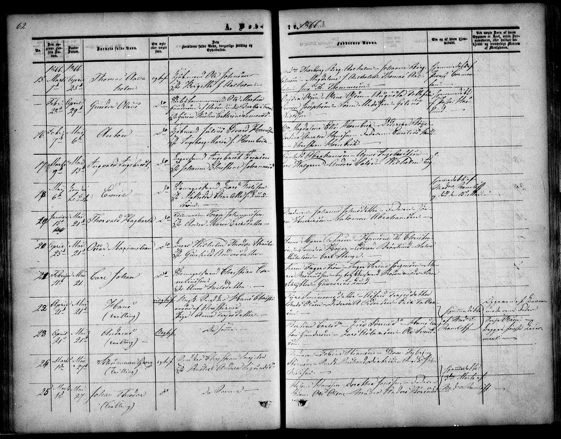 Arendal sokneprestkontor, Trefoldighet, SAK/1111-0040/F/Fa/L0006: Parish register (official) no. A 6, 1855-1868, p. 62