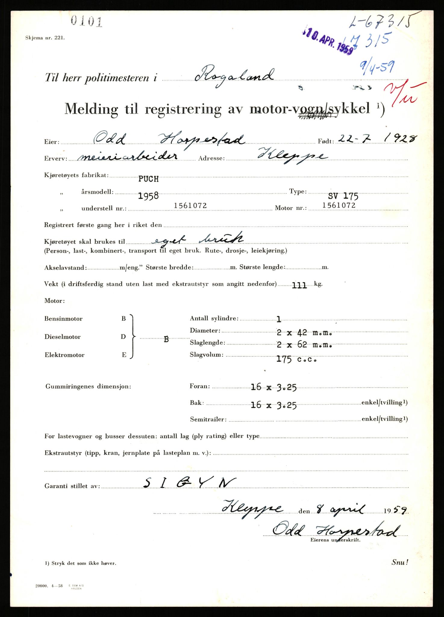 Stavanger trafikkstasjon, AV/SAST-A-101942/0/F/L0065: L-65400 - L-67649, 1930-1971, p. 1075