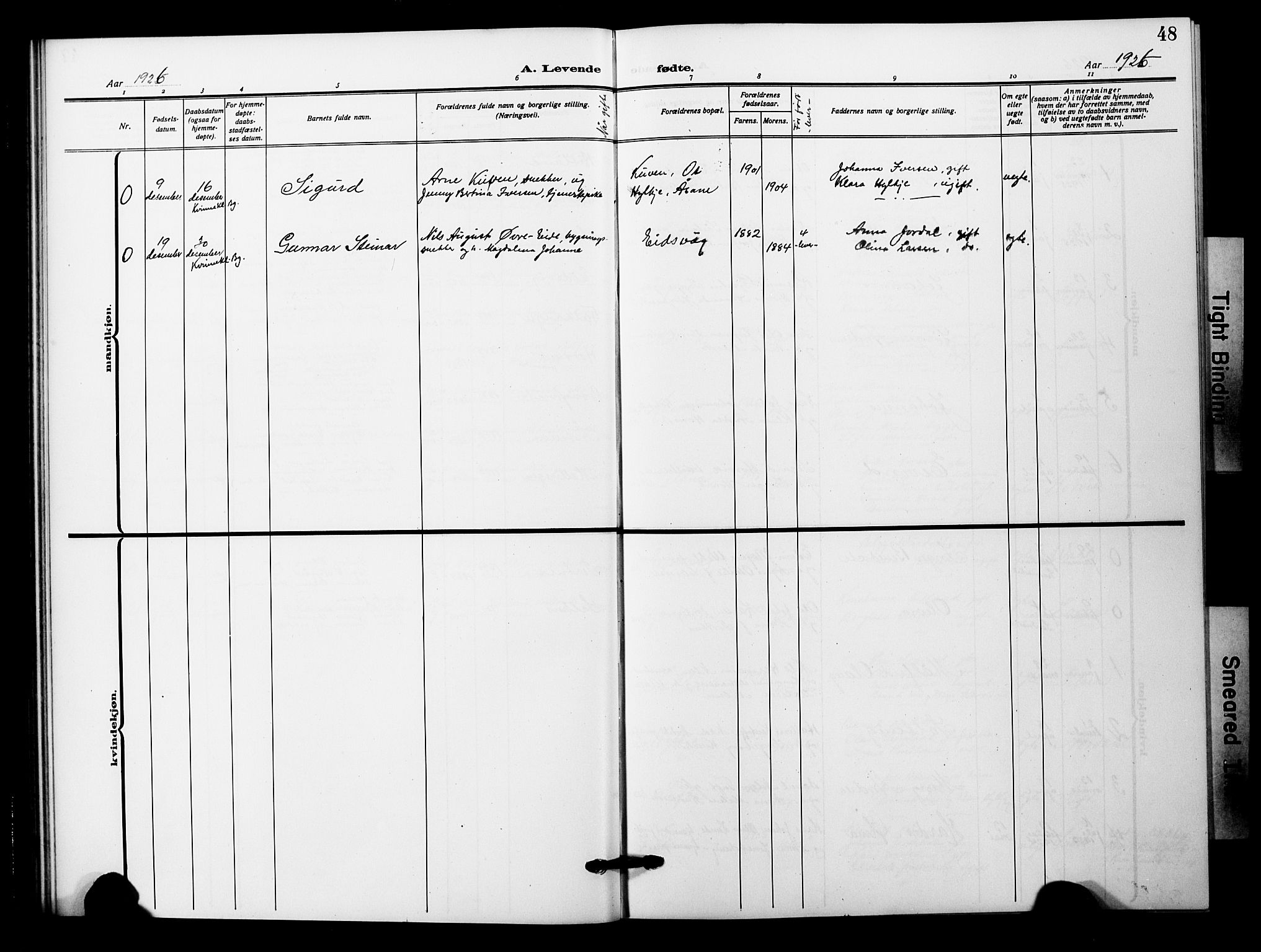 Åsane sokneprestembete, SAB/A-79401/H/Hab: Parish register (copy) no. A 4, 1915-1927, p. 48
