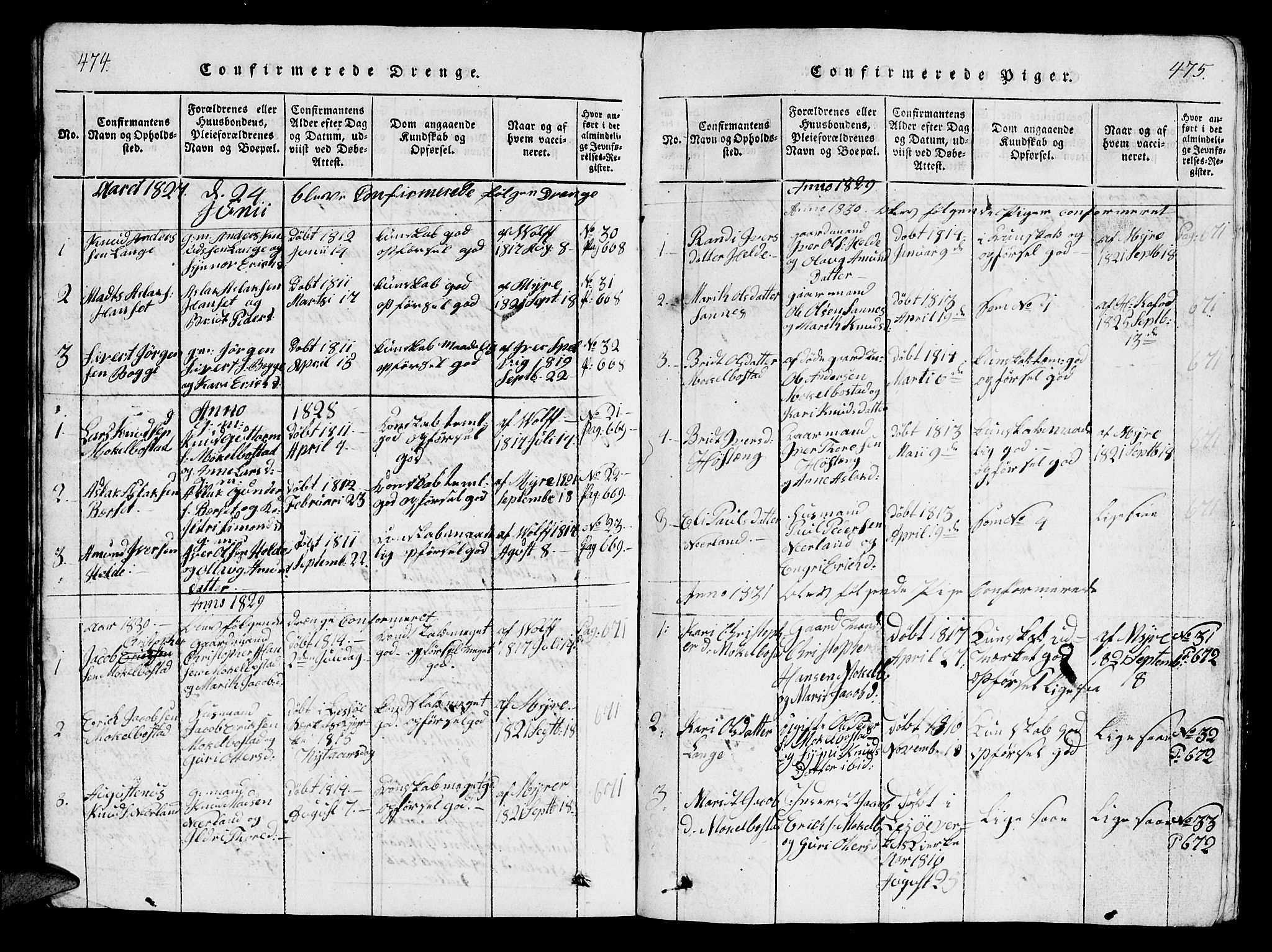 Ministerialprotokoller, klokkerbøker og fødselsregistre - Møre og Romsdal, SAT/A-1454/554/L0644: Parish register (copy) no. 554C01, 1818-1851, p. 474-475