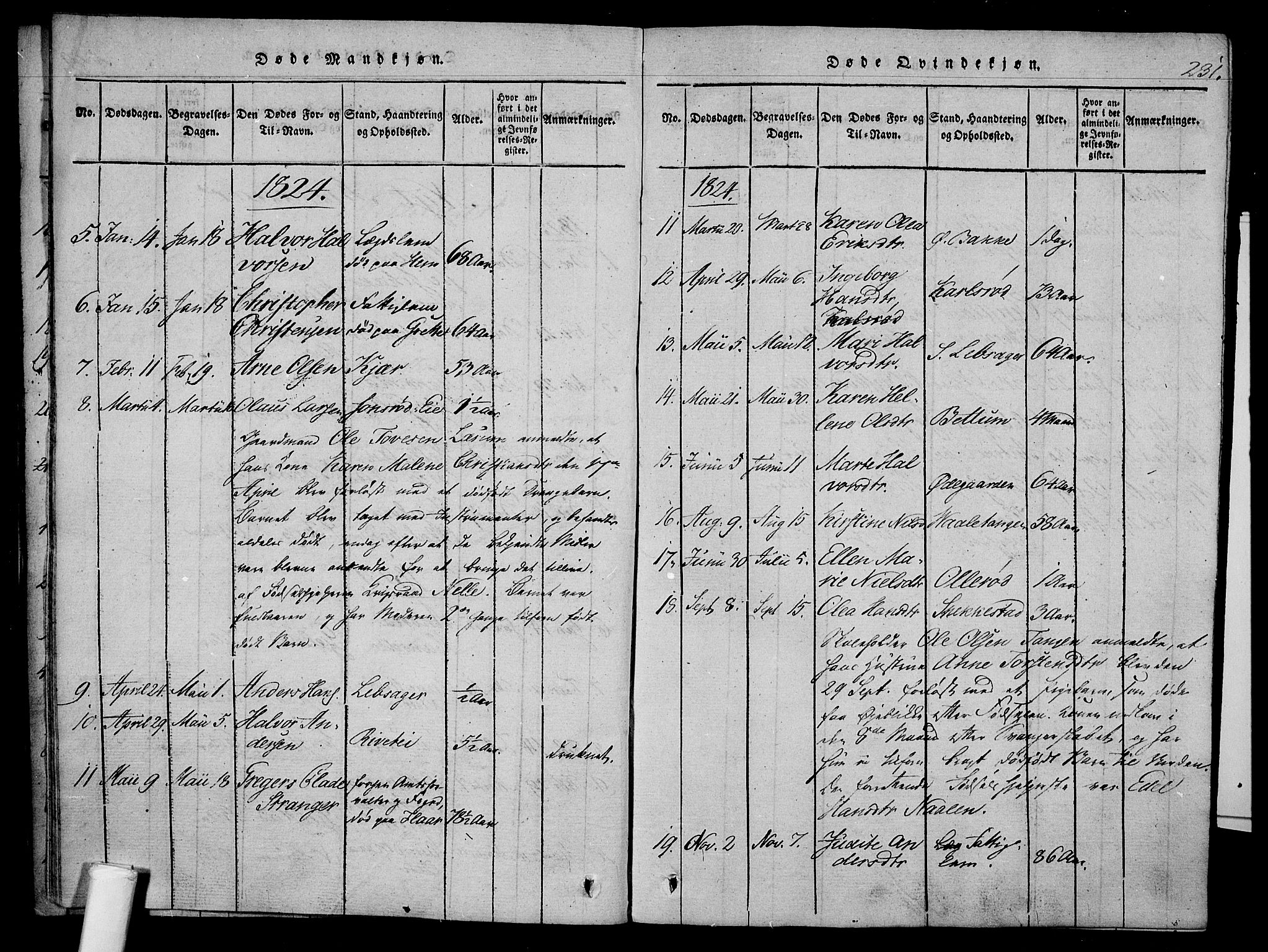 Våle kirkebøker, AV/SAKO-A-334/F/Fa/L0007: Parish register (official) no. I 7, 1814-1824, p. 230-231