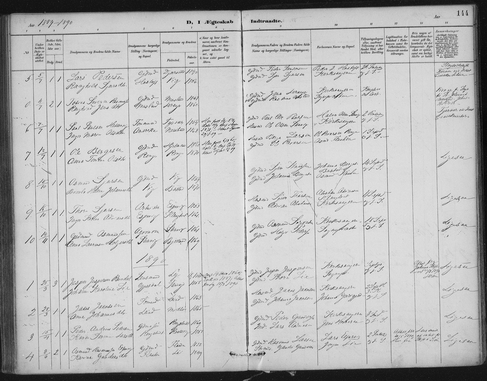 Nedstrand sokneprestkontor, SAST/A-101841/01/IV: Parish register (official) no. A 12, 1887-1915, p. 144