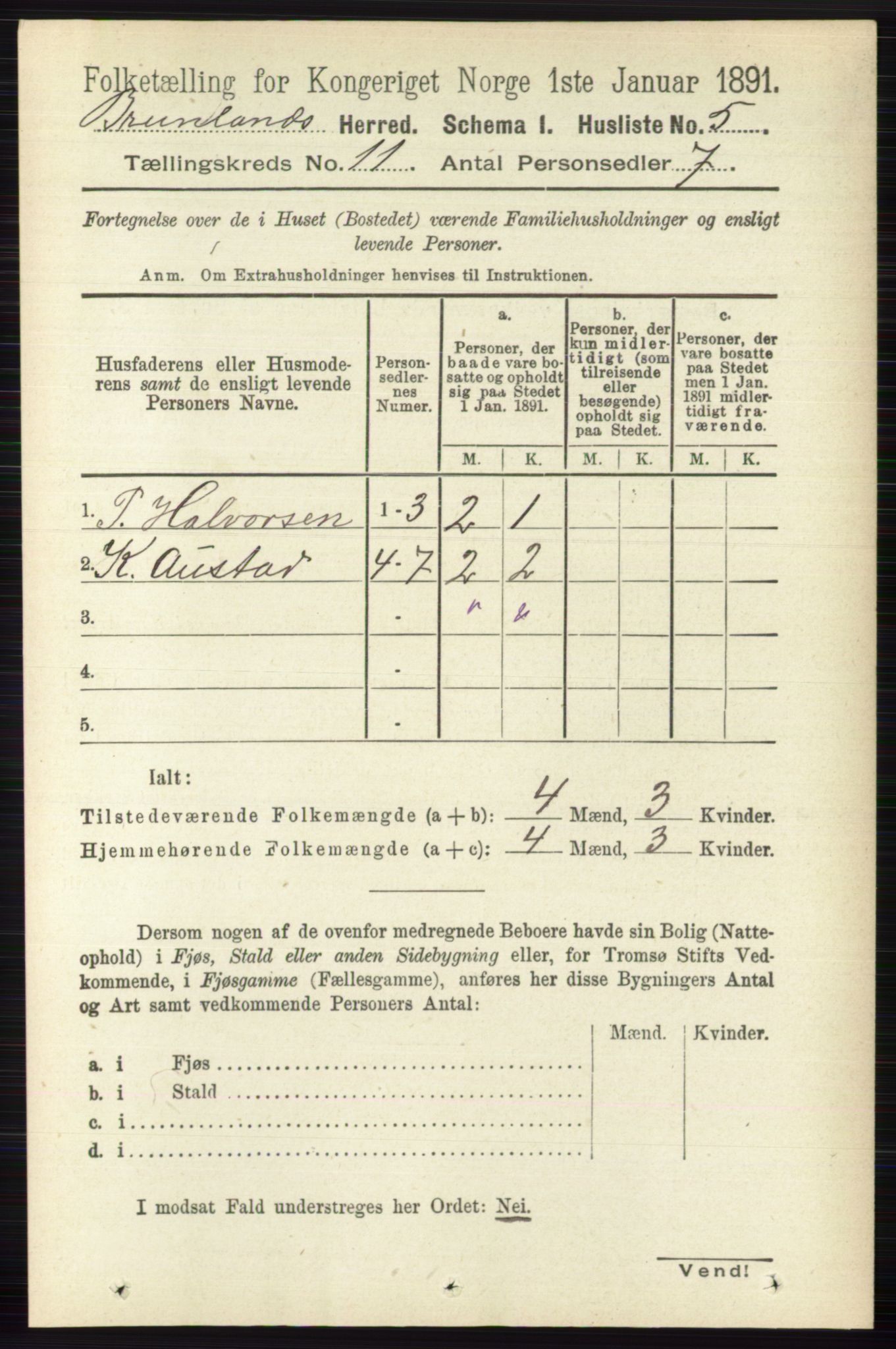 RA, 1891 census for 0726 Brunlanes, 1891, p. 5296