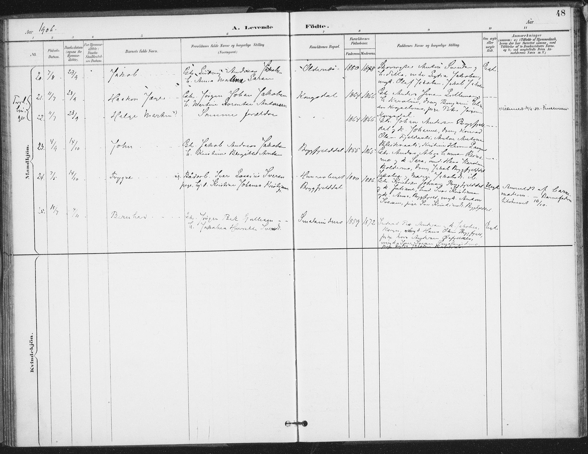 Ministerialprotokoller, klokkerbøker og fødselsregistre - Nordland, SAT/A-1459/826/L0380: Parish register (official) no. 826A03, 1891-1911, p. 48