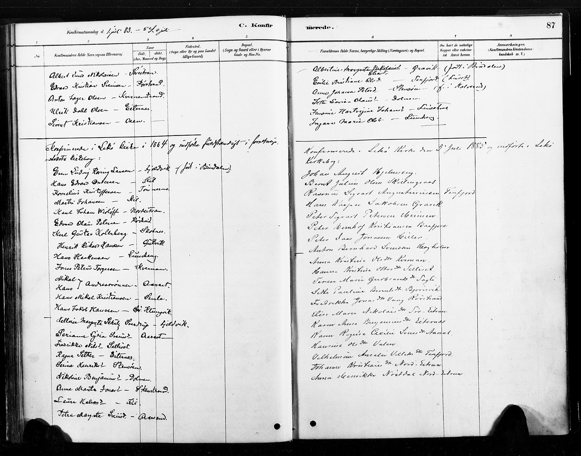 Ministerialprotokoller, klokkerbøker og fødselsregistre - Nord-Trøndelag, SAT/A-1458/789/L0705: Parish register (official) no. 789A01, 1878-1910, p. 87