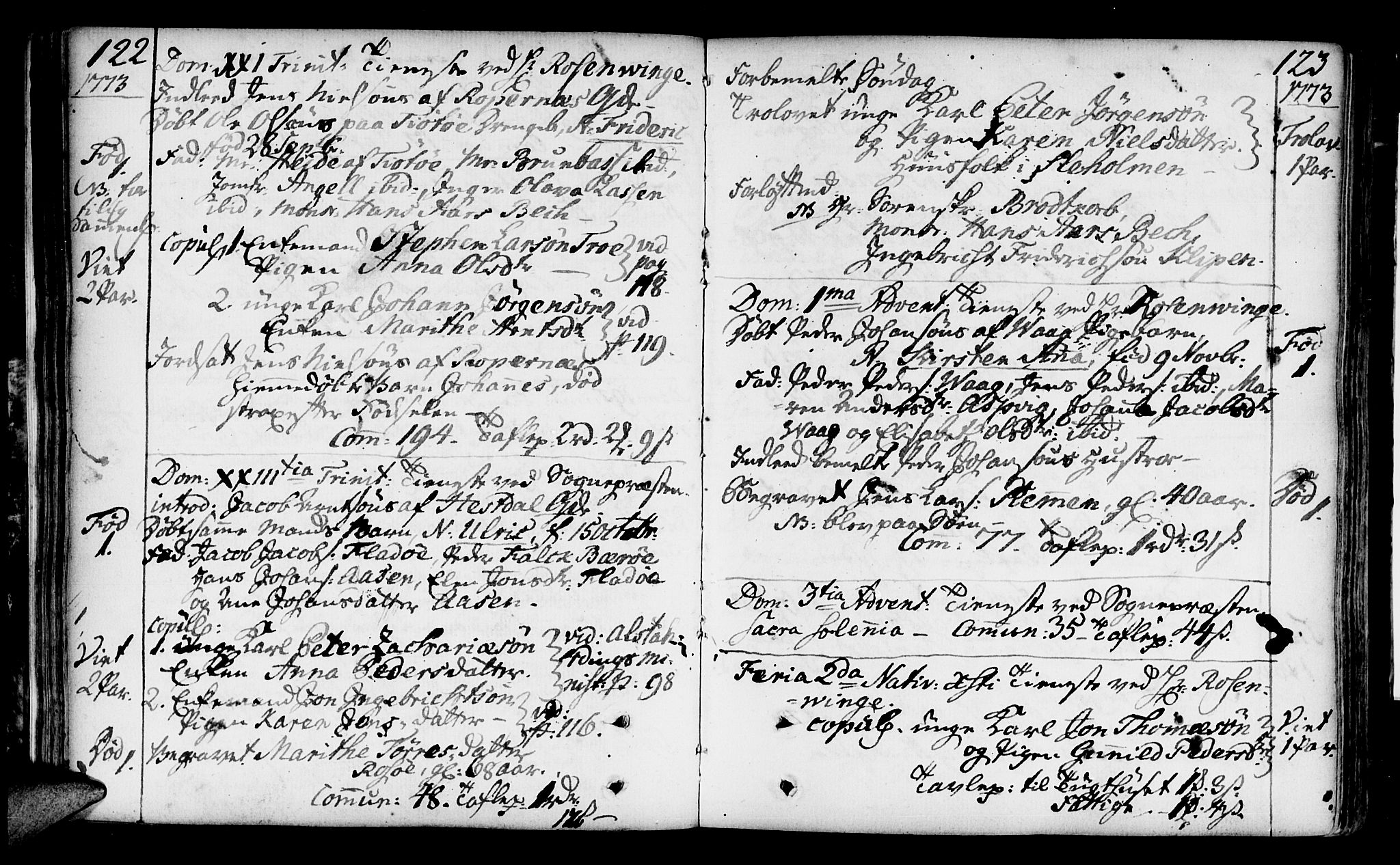 Ministerialprotokoller, klokkerbøker og fødselsregistre - Nordland, SAT/A-1459/817/L0260: Parish register (official) no. 817A02 /1, 1768-1776, p. 122-123