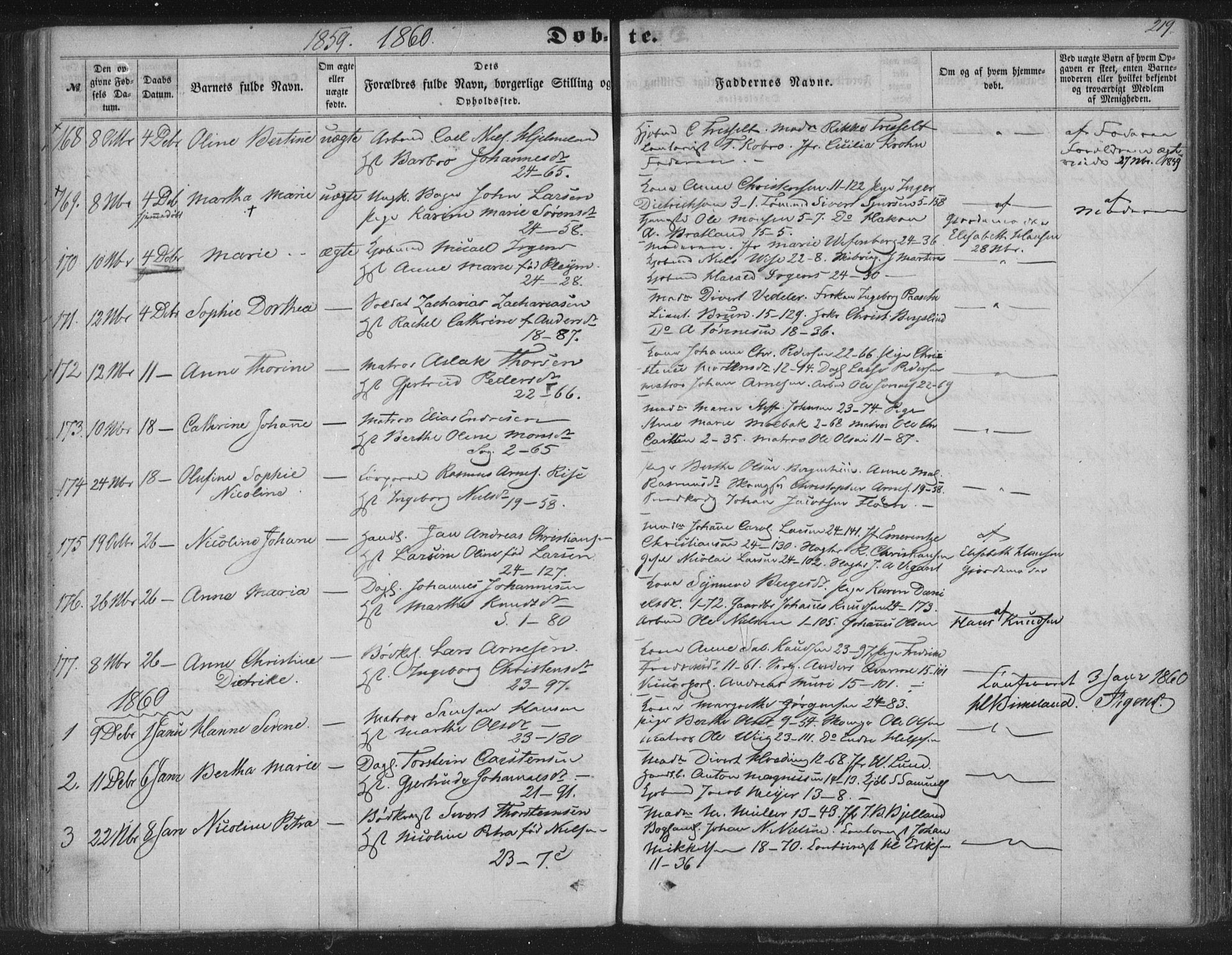 Korskirken sokneprestembete, SAB/A-76101/H/Haa/L0018: Parish register (official) no. B 4, 1857-1866, p. 219
