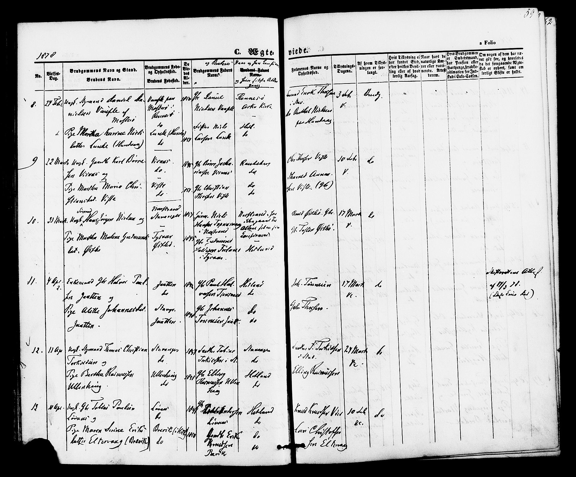 Hetland sokneprestkontor, AV/SAST-A-101826/30/30BA/L0005: Parish register (official) no. A 5, 1869-1884, p. 59